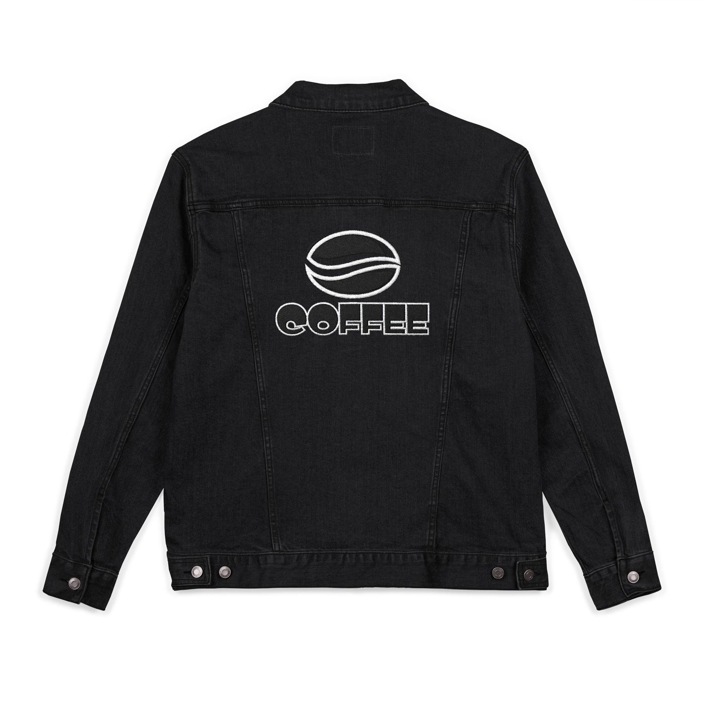 Bold Coffee Logo Denim Jacket – Unisex Embroidered Style (USA Only)