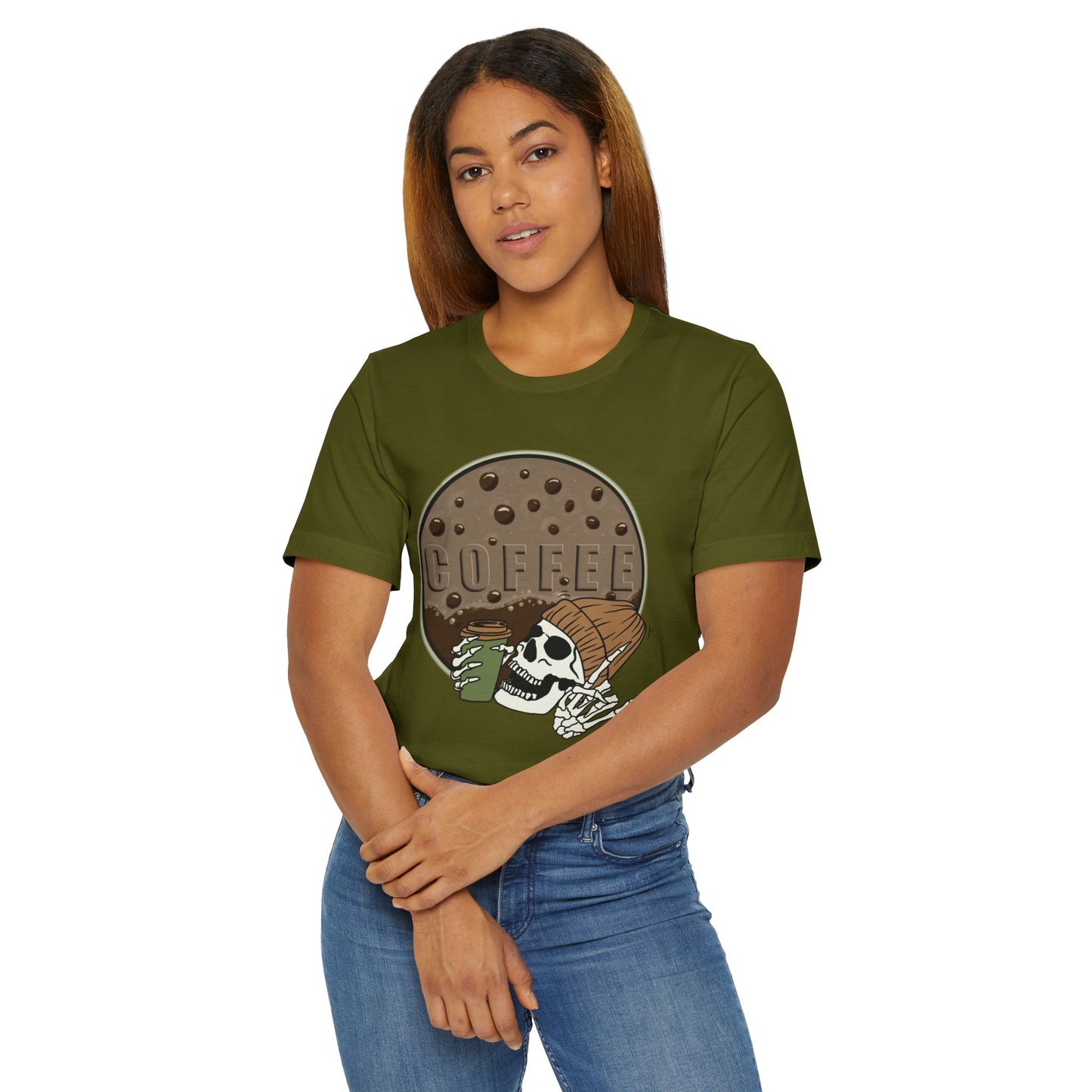 Coffee Skeleton T-Shirt – Cool Skull Graphic Tee for Coffee Lovers (USA Only)