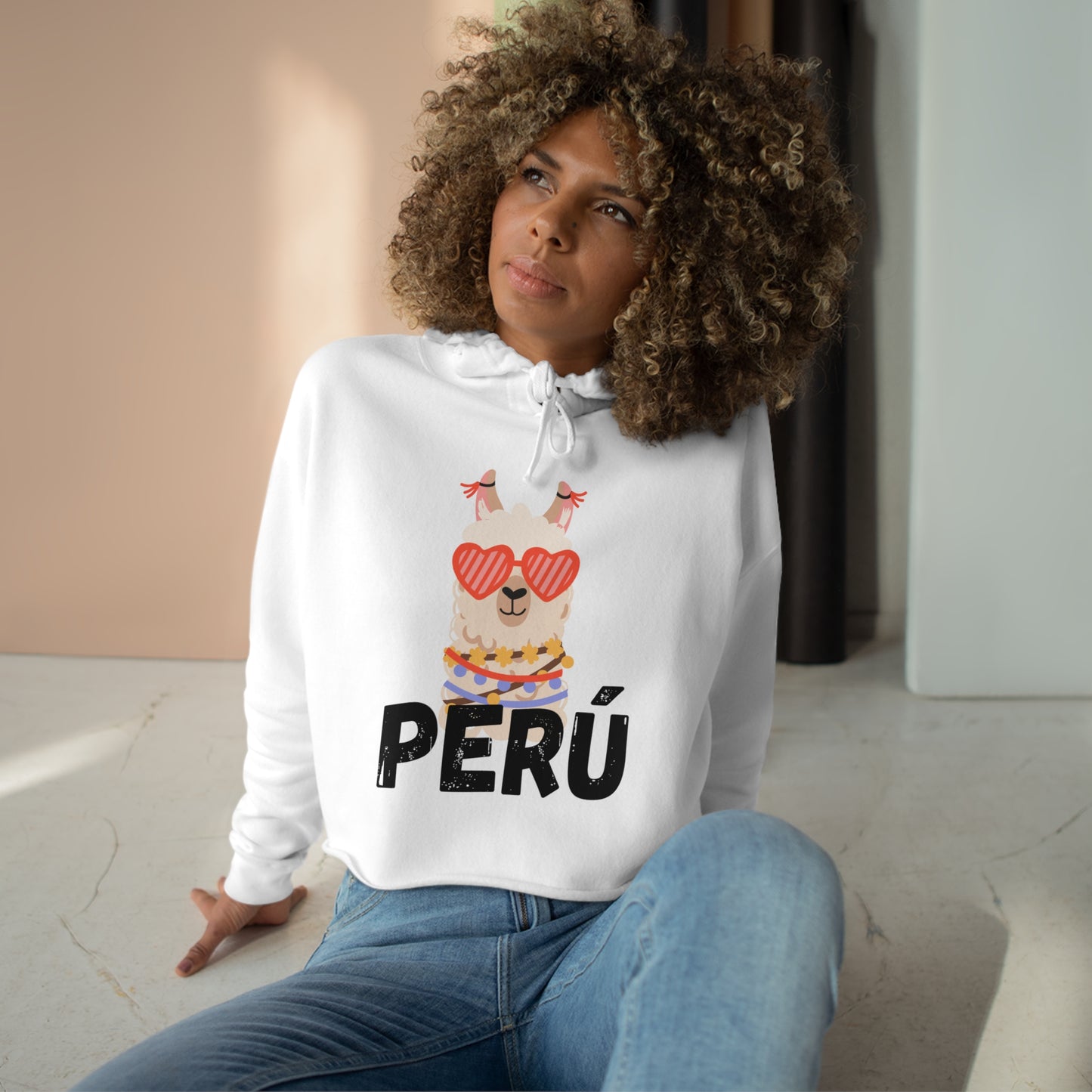 Peruvian Crop Hoodie "Peruvian Llama"