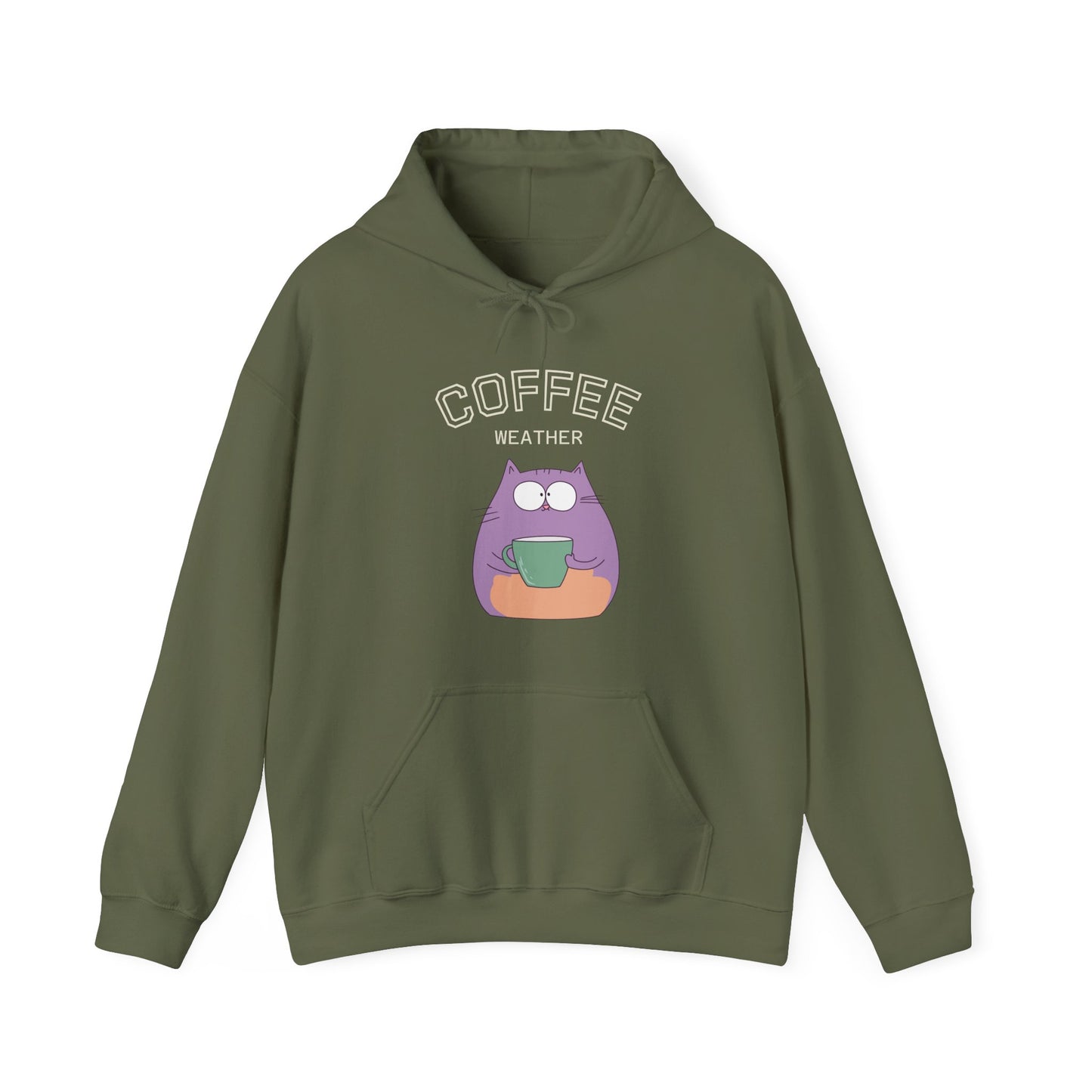 π±β Coffee Weather Cat Hoodie USA | Cozy Coffee Lovers Hoodie