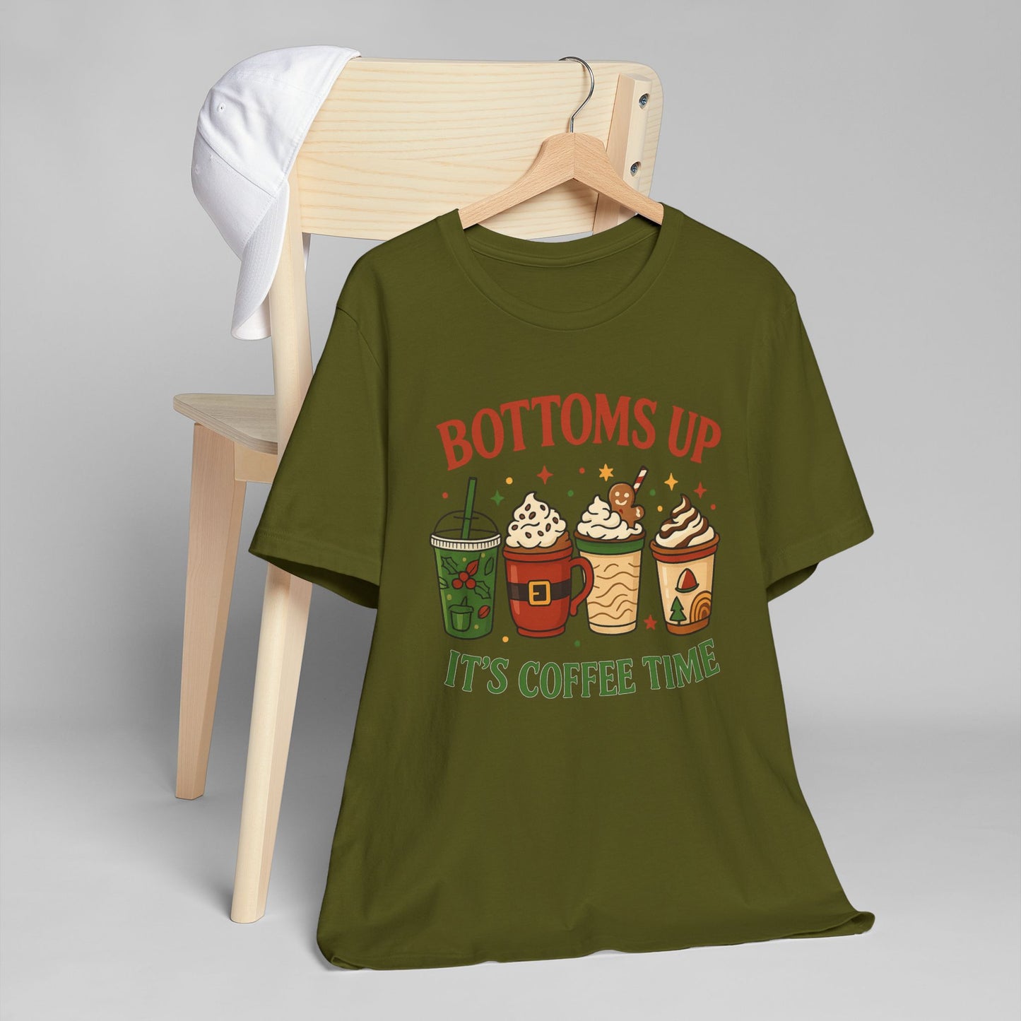 ☕ Bottoms Up It’s Coffee Time Unisex T-Shirt USA | Coffee Lovers Tee