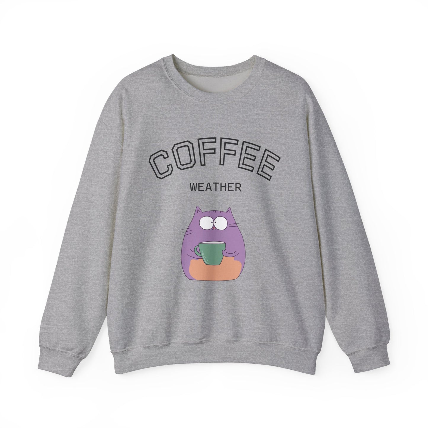 πΎβ Coffee Weather Cat Sweatshirt USA | Eco-Friendly Unisex Coffee Sweater