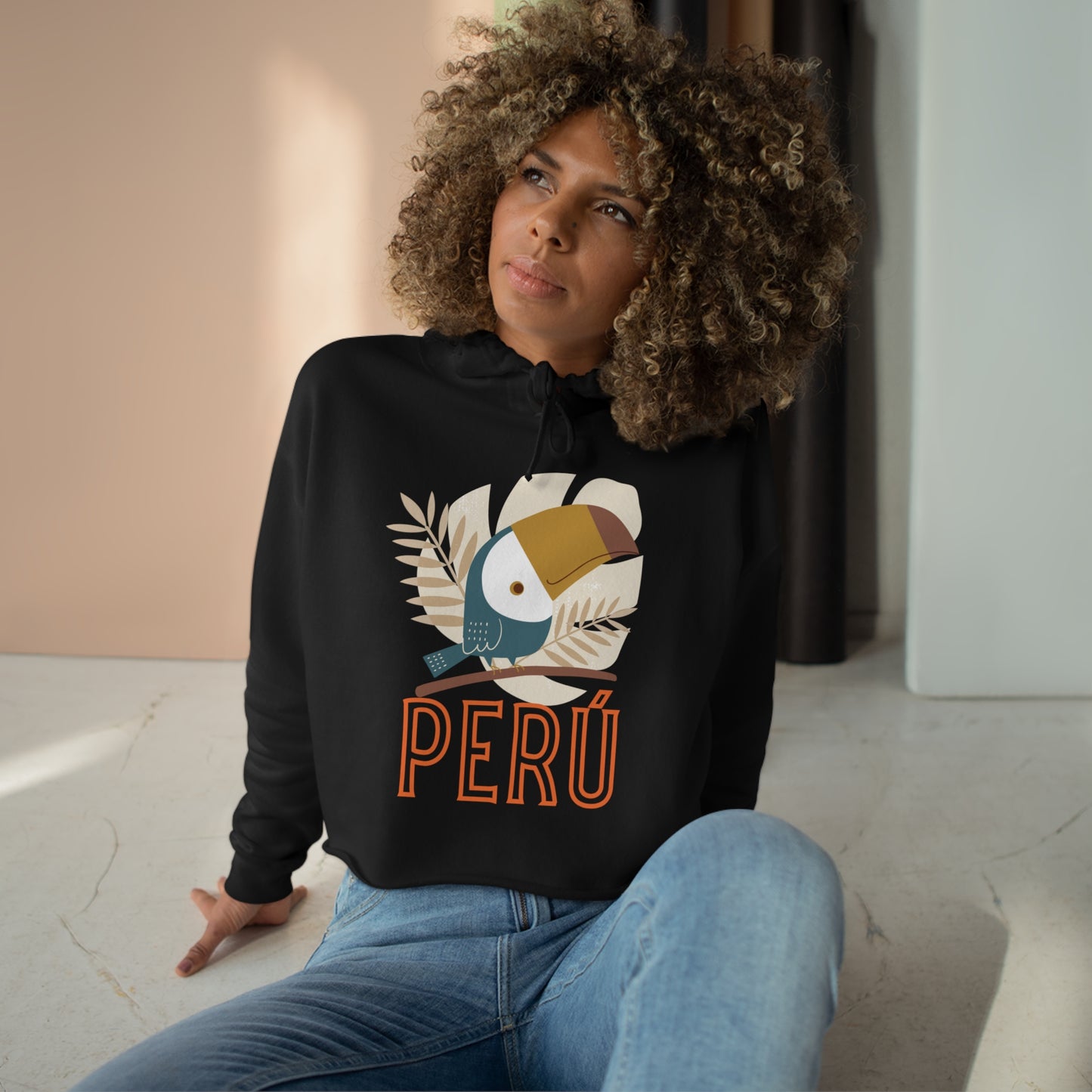 Peruvian Crop Hoodie "Peru Tucan"