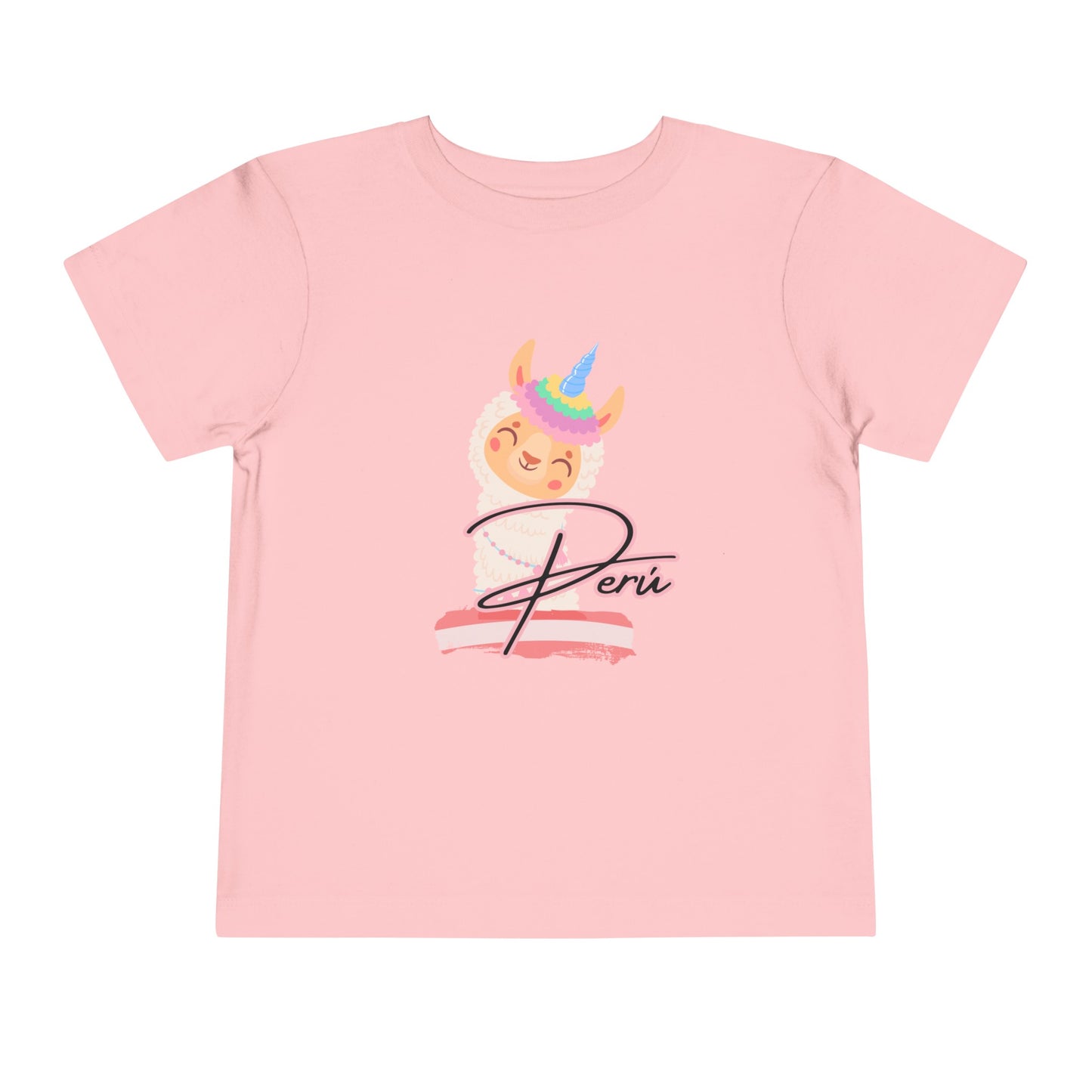Best PeruvianToddler Short Sleeve Tee "Peru Llama Rainbow"