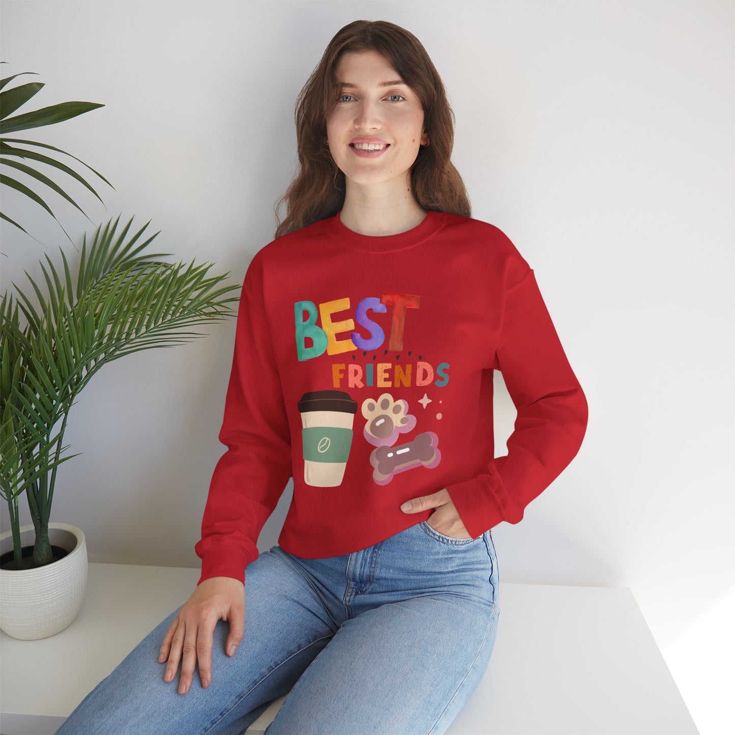 ๐พ Best Friends Coffee & Dog Sweatshirt USA | Unisex Cozy Sweater
