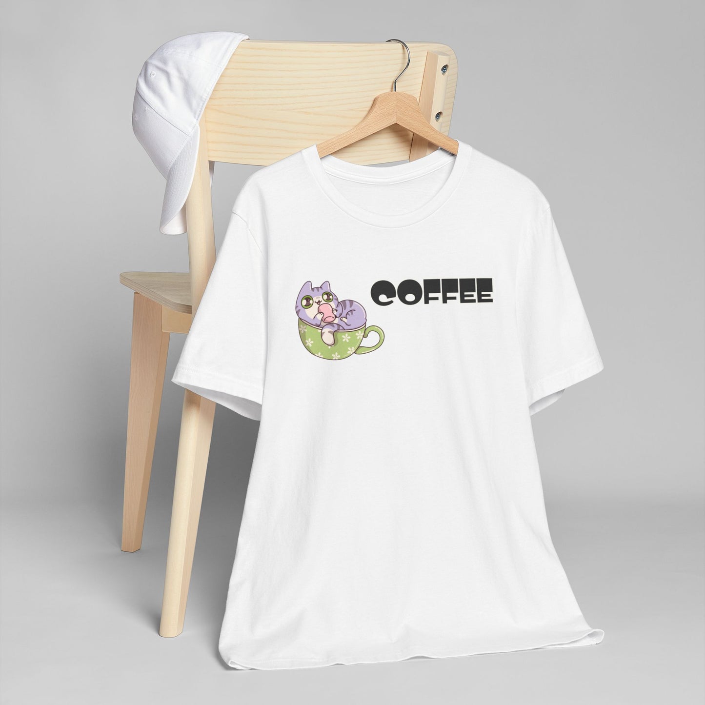 Coffee Cat Unisex Jersey T-Shirt – Playful Graphic Tee (USA Only)