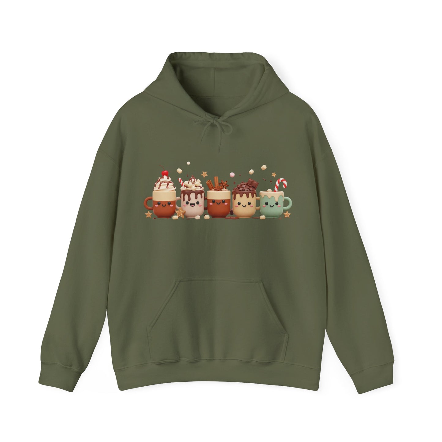 Cute Festive Coffee Mugs Hoodie USA βπ β Unisex Holiday Hoodie for Coffee Lovers