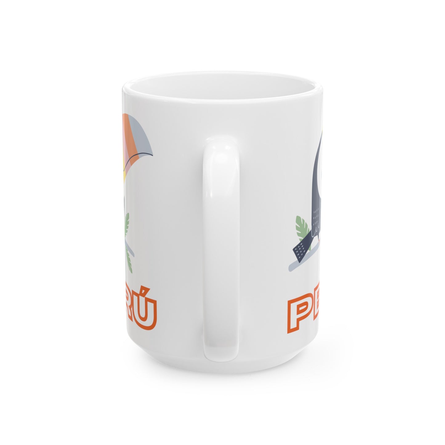 Best Peruvian Ceramic Coffee Mug, (11oz, 15oz) "Peruvian Toucan"