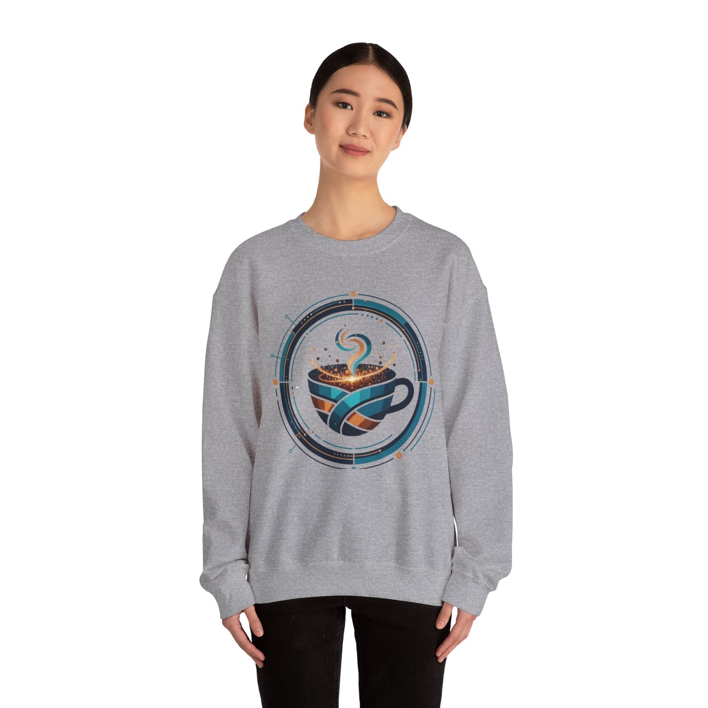 π΅β Futuristic Coffee Cup Sweatshirt USA | Eco-Friendly Unisex Coffee Sweater