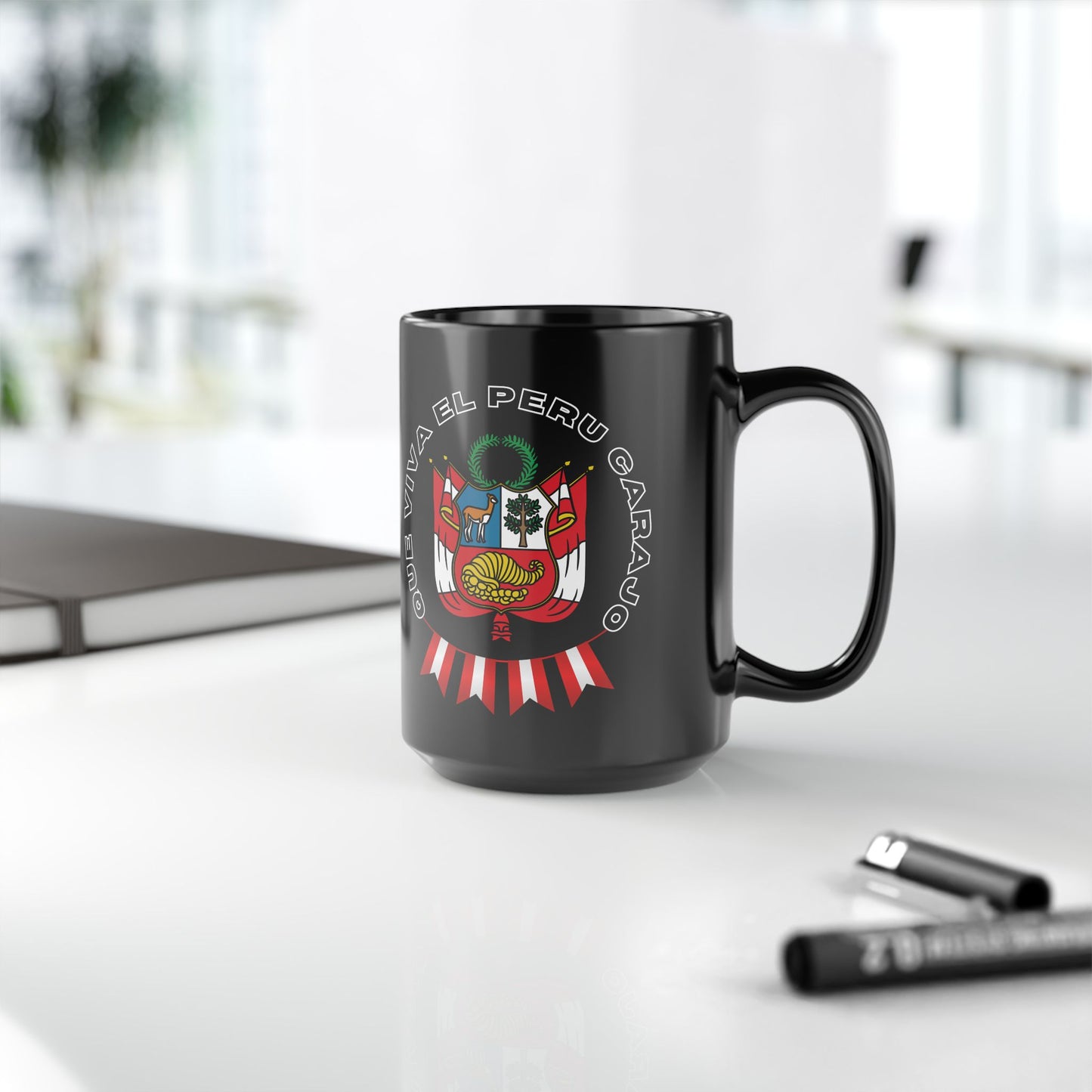 Peruvian Coffee Black Mug (11oz, 15oz) "PERU Escarapela"
