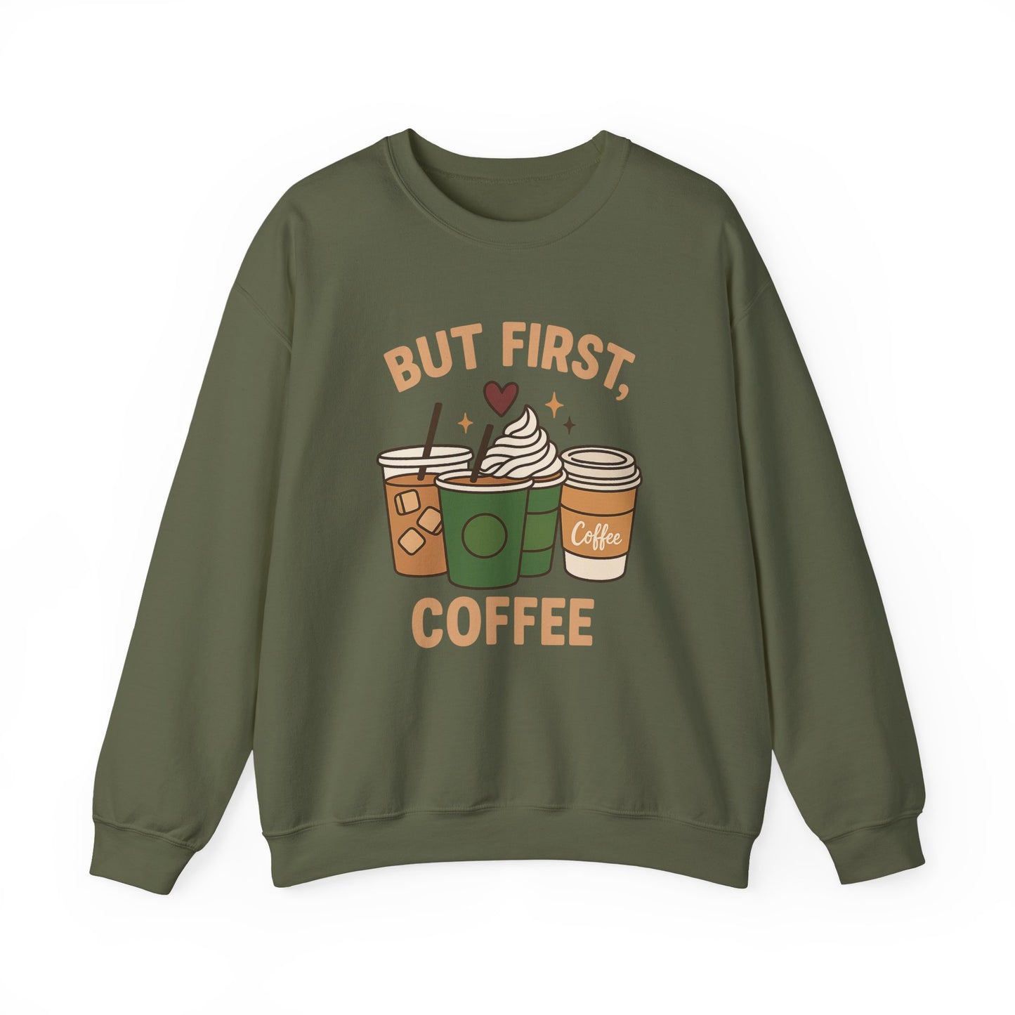 ☕❤️ But First, Coffee Sweatshirt USA | Unisex Coffee Lovers Sweater