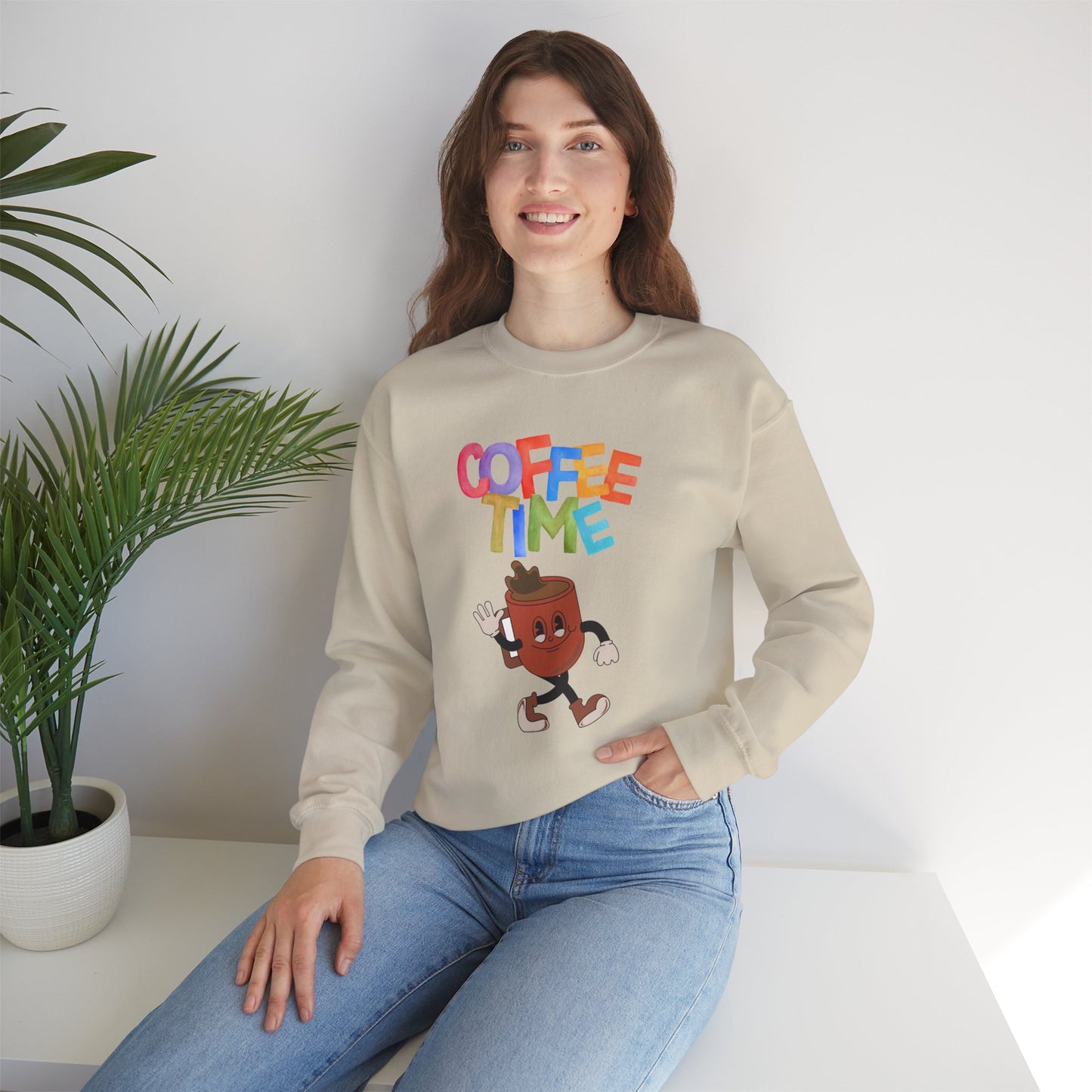 ☕ Coffee Time Sweatshirt USA | Retro Unisex Sweater for Coffee Lovers