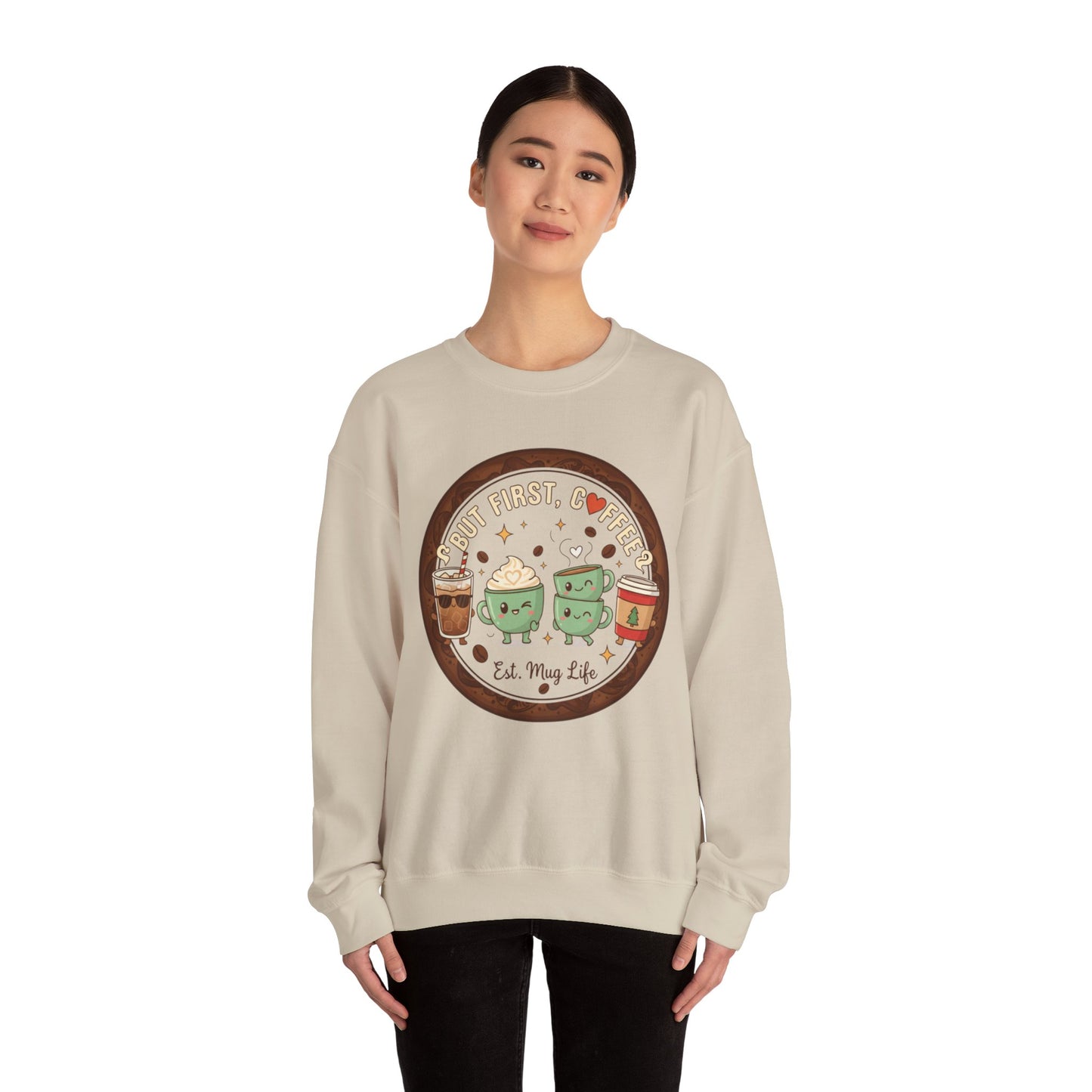 ☕❤️ But First, Coffee Mug Life Sweatshirt USA | Cozy Unisex Coffee Sweater