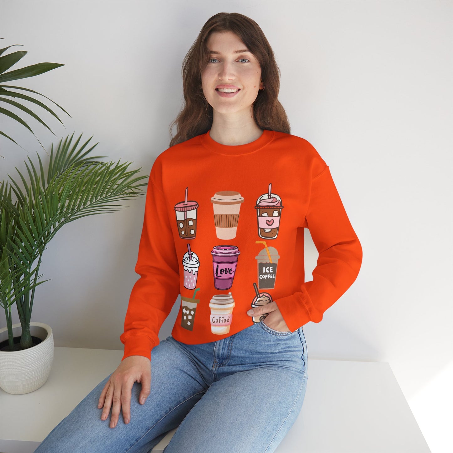 ☕ Iced Coffee Drinks Sweatshirt USA | Fun Unisex Sweater for Coffee Lovers