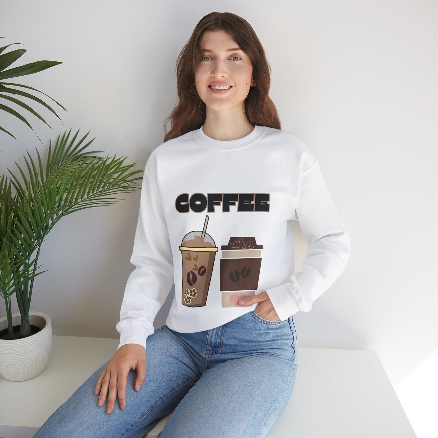 ☕ Coffee Cups Sweatshirt USA | Cozy Unisex Coffee Lover Sweater
