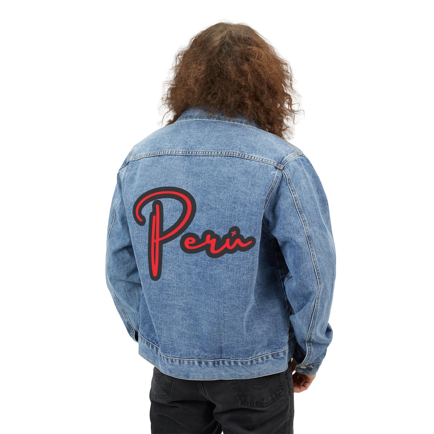 Peruvian Inspired Men's Denim Jacket "PERU"