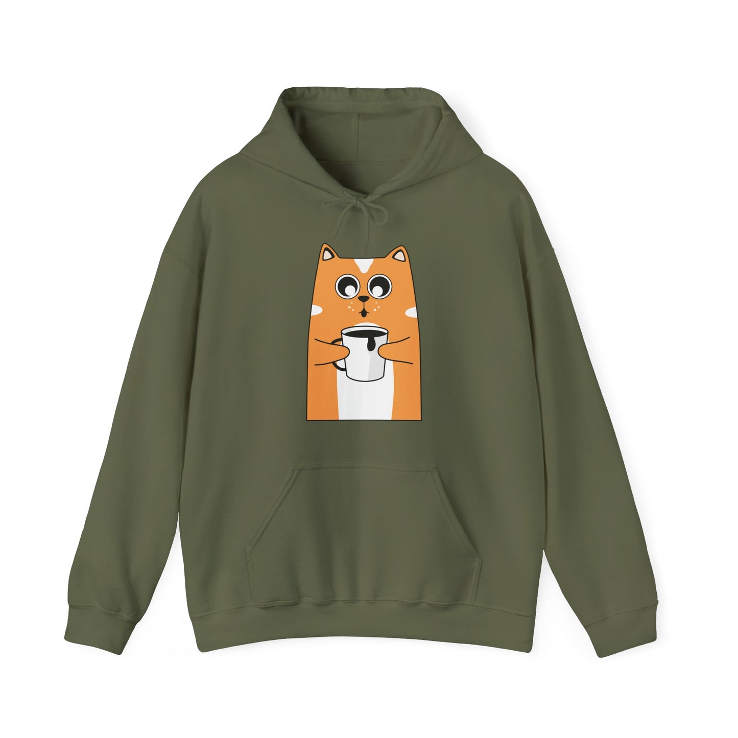 Coffee Cat Hug Hoodie (Unisex) – Cute Orange Cat with Coffee Cup Graphic Hoodie (USA Only)
