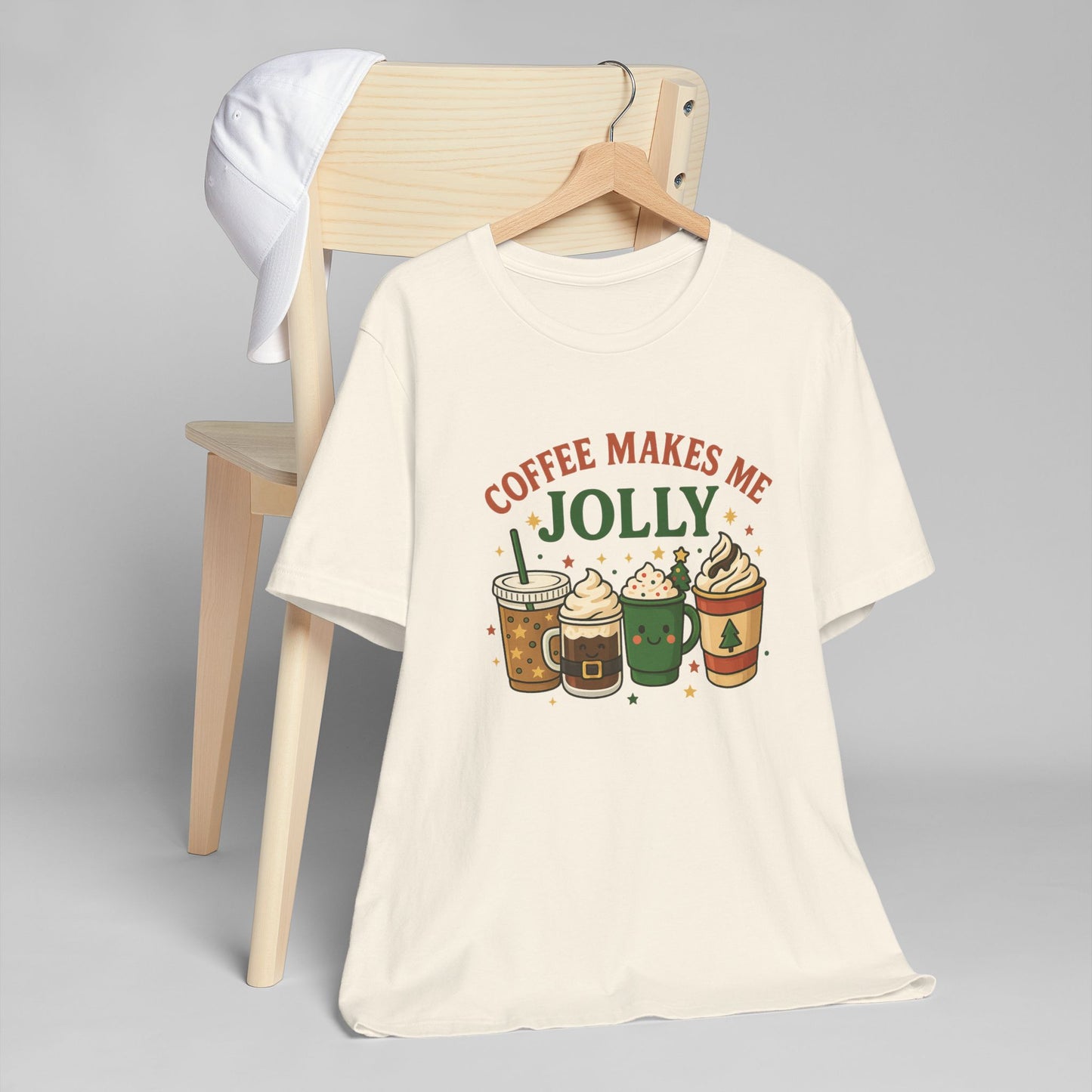 ☕ Coffee Makes Me Jolly Unisex T-Shirt USA | Holiday Coffee Tee