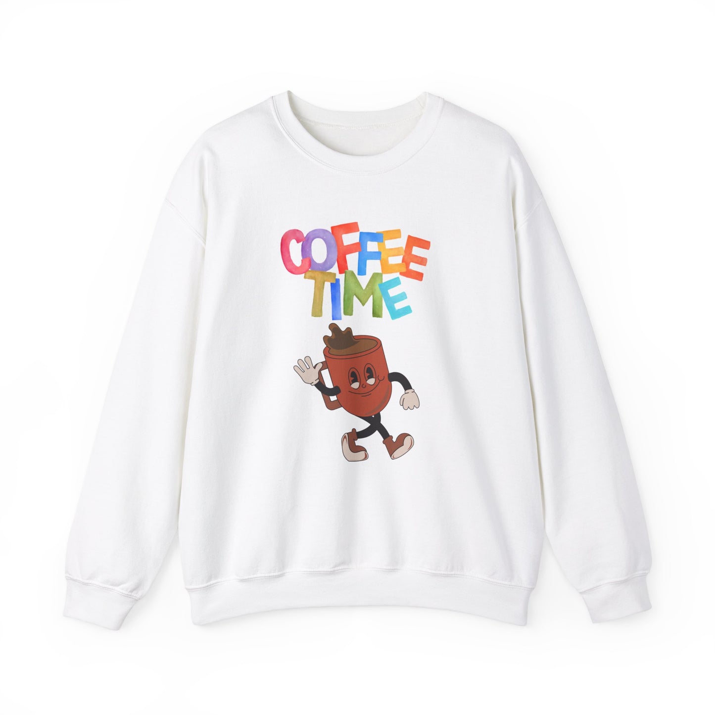 ☕ Coffee Time Sweatshirt USA | Retro Unisex Sweater for Coffee Lovers