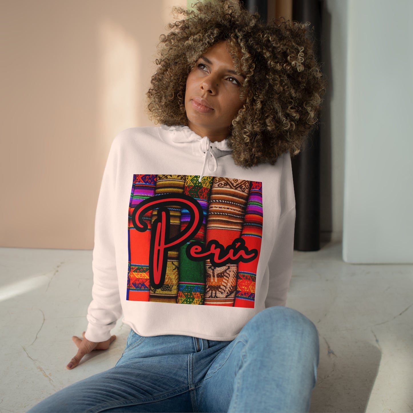 Peruvian Crop Hoodie "Peru Manta