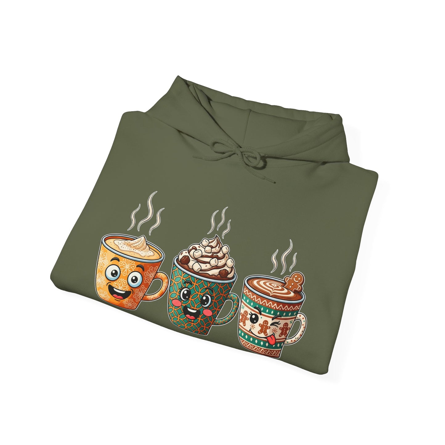 Festive Coffee Cups Hoodie USA πβ β Unisex Holiday Coffee Hoodie with Fun Designs