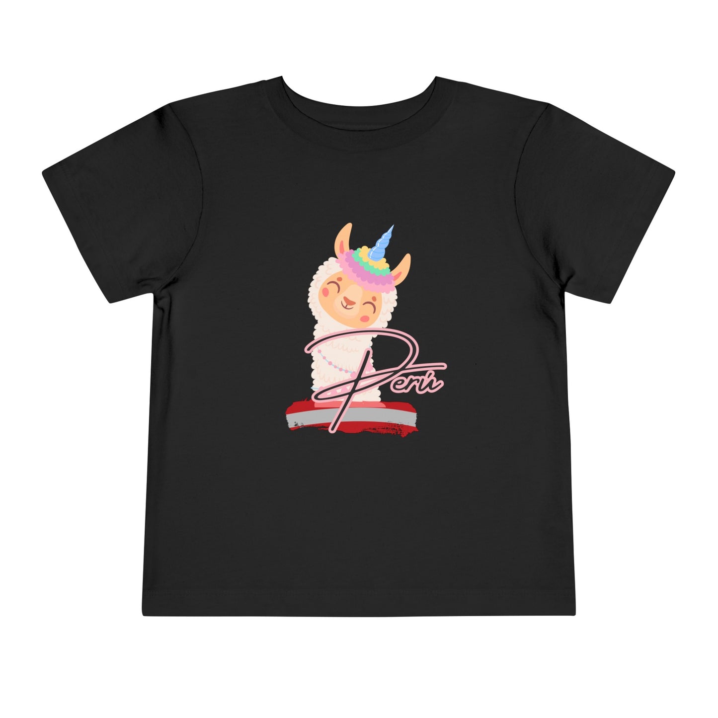 Best PeruvianToddler Short Sleeve Tee "Peru Llama Rainbow"