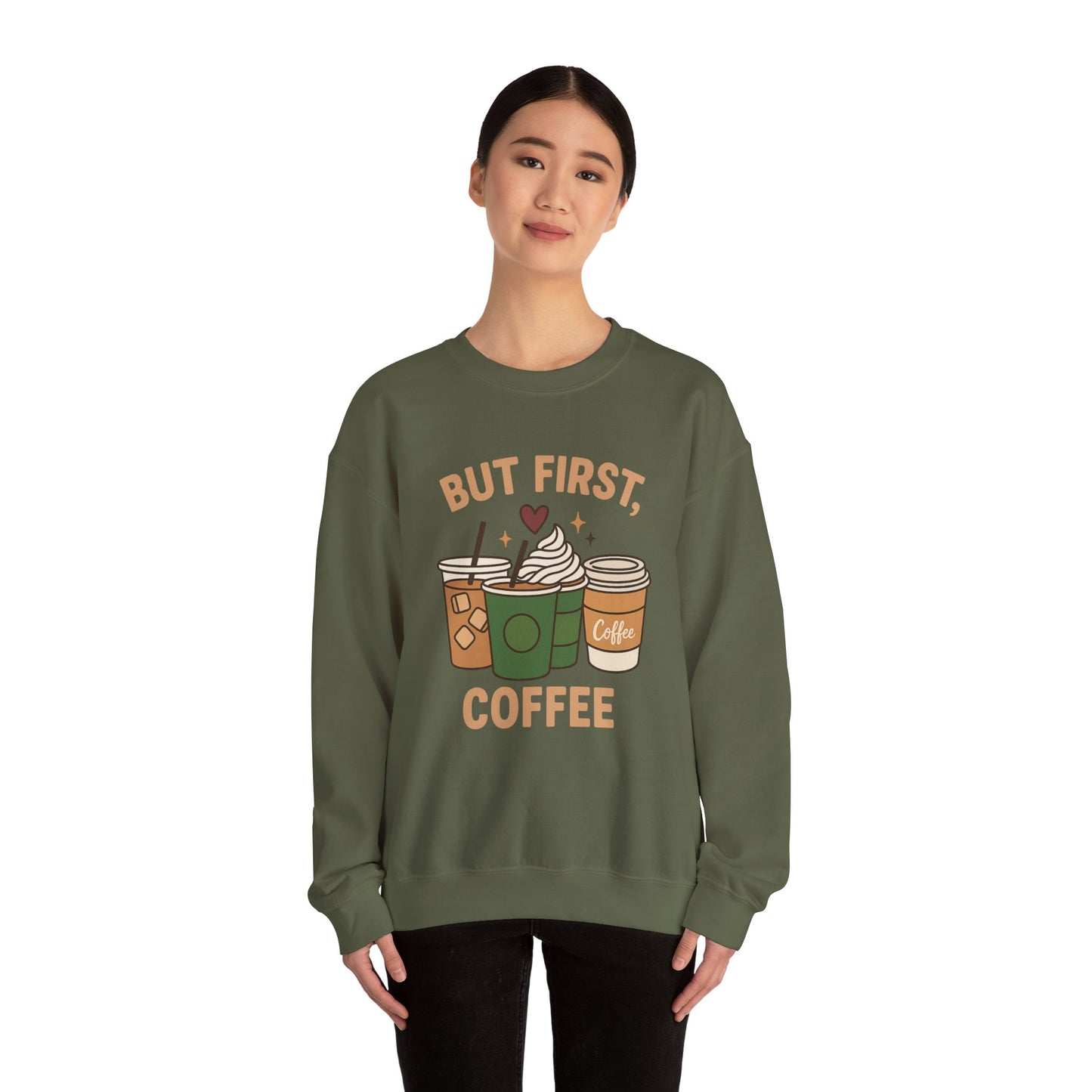 ☕❤️ But First, Coffee Sweatshirt USA | Unisex Coffee Lovers Sweater