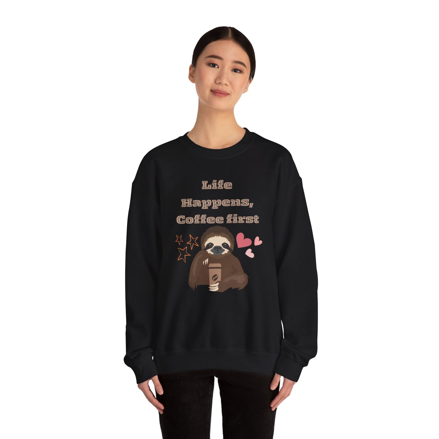 🦥☕ Sloth Coffee Sweatshirt USA | Life Happens Coffee First Sweater