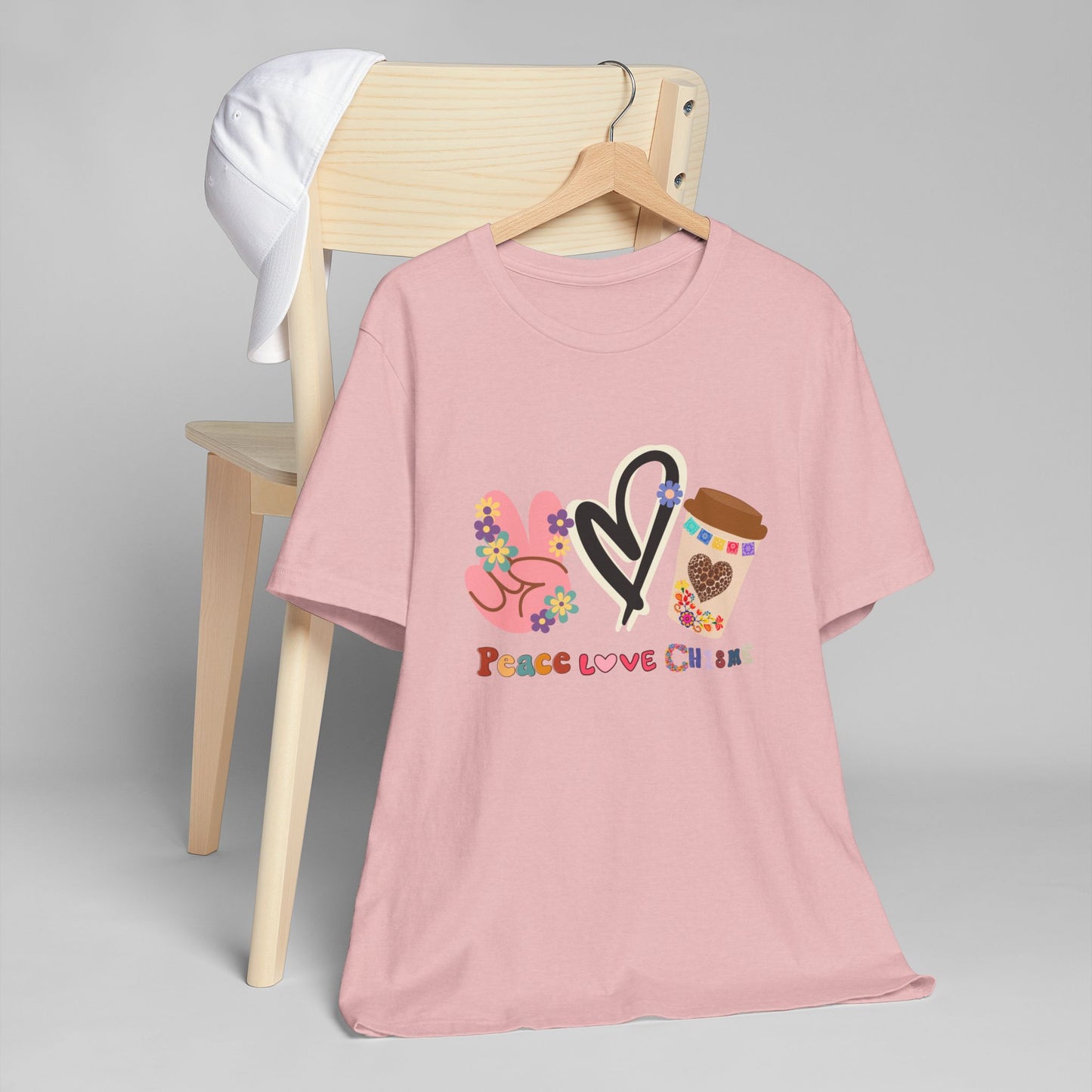 Peace Love Chisme T-Shirt β Fun Coffee Graphic Tee for Everyday Vibes (USA Shipping)