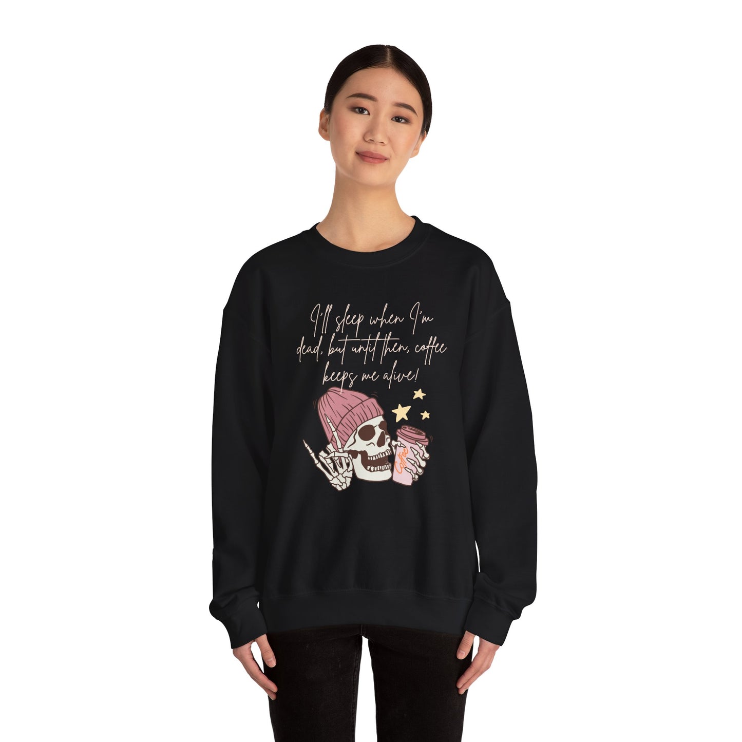 πβ Skull Coffee Quote Sweatshirt USA | Unisex Coffee Lover Sweater
