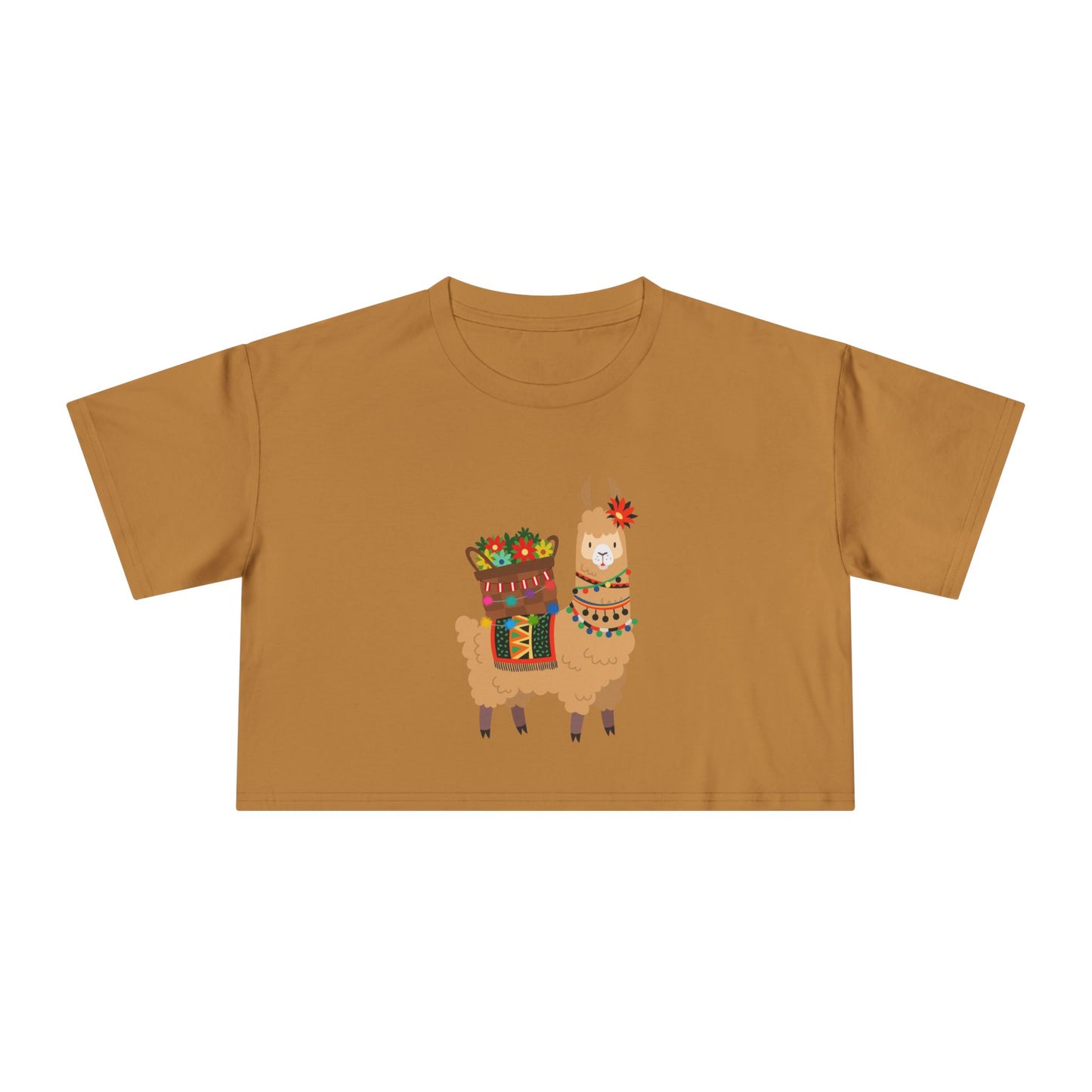 Fiesta Llama Crop Tee Women's Crop Tee | Holiday T-Shirt, Cute Gift, Summer Top, Casual Wear, Unique Design