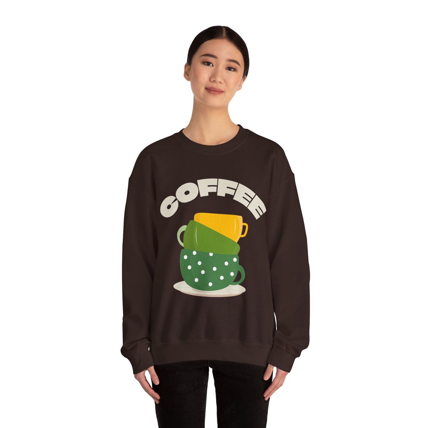 βπ’ Stacked Coffee Cups Sweatshirt USA | Eco-Friendly Unisex Coffee Sweater