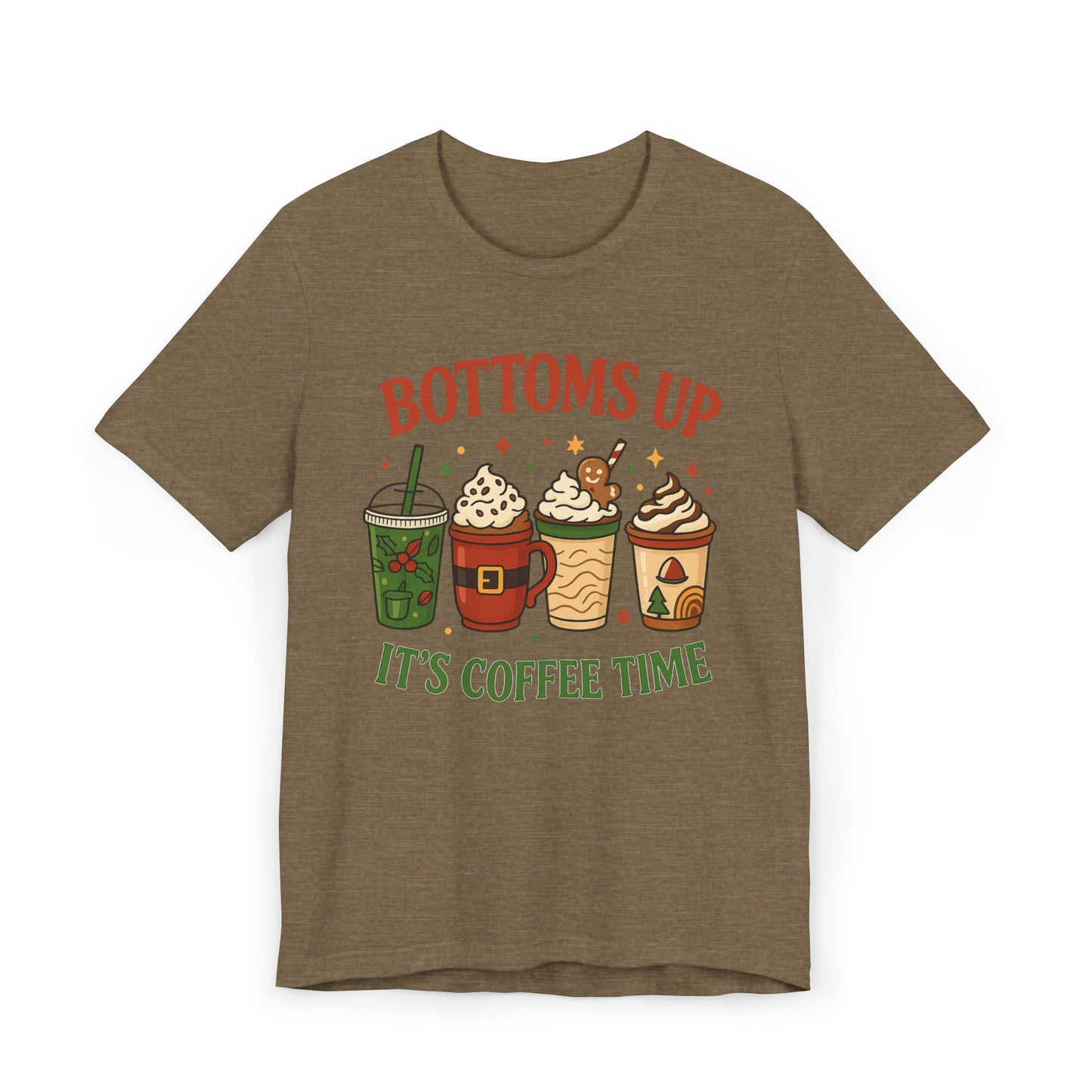 ☕ Bottoms Up It’s Coffee Time Unisex T-Shirt USA | Coffee Lovers Tee