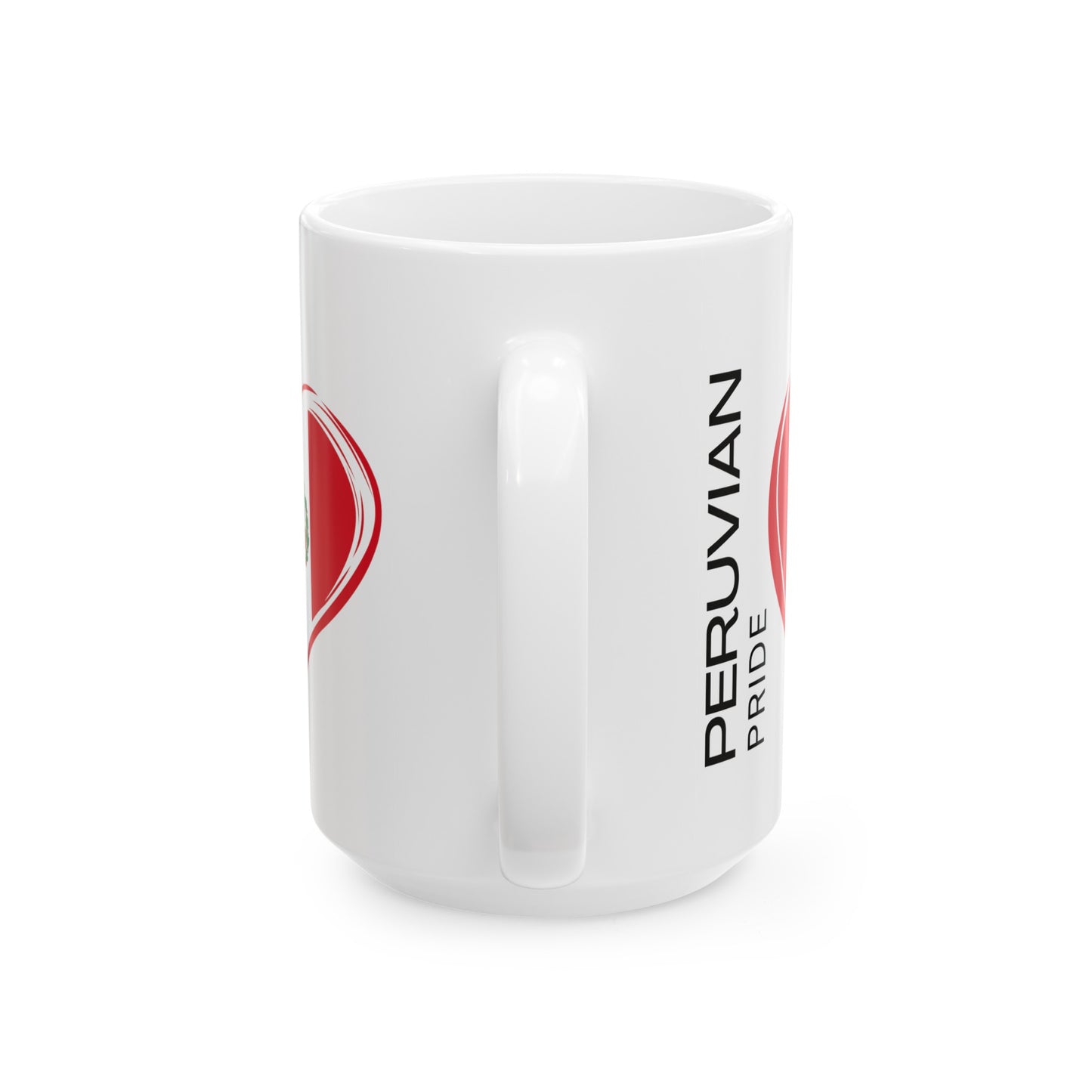 Best Peruvian Ceramic Coffee Mug, (11oz, 15oz) "Peruvian Flag"