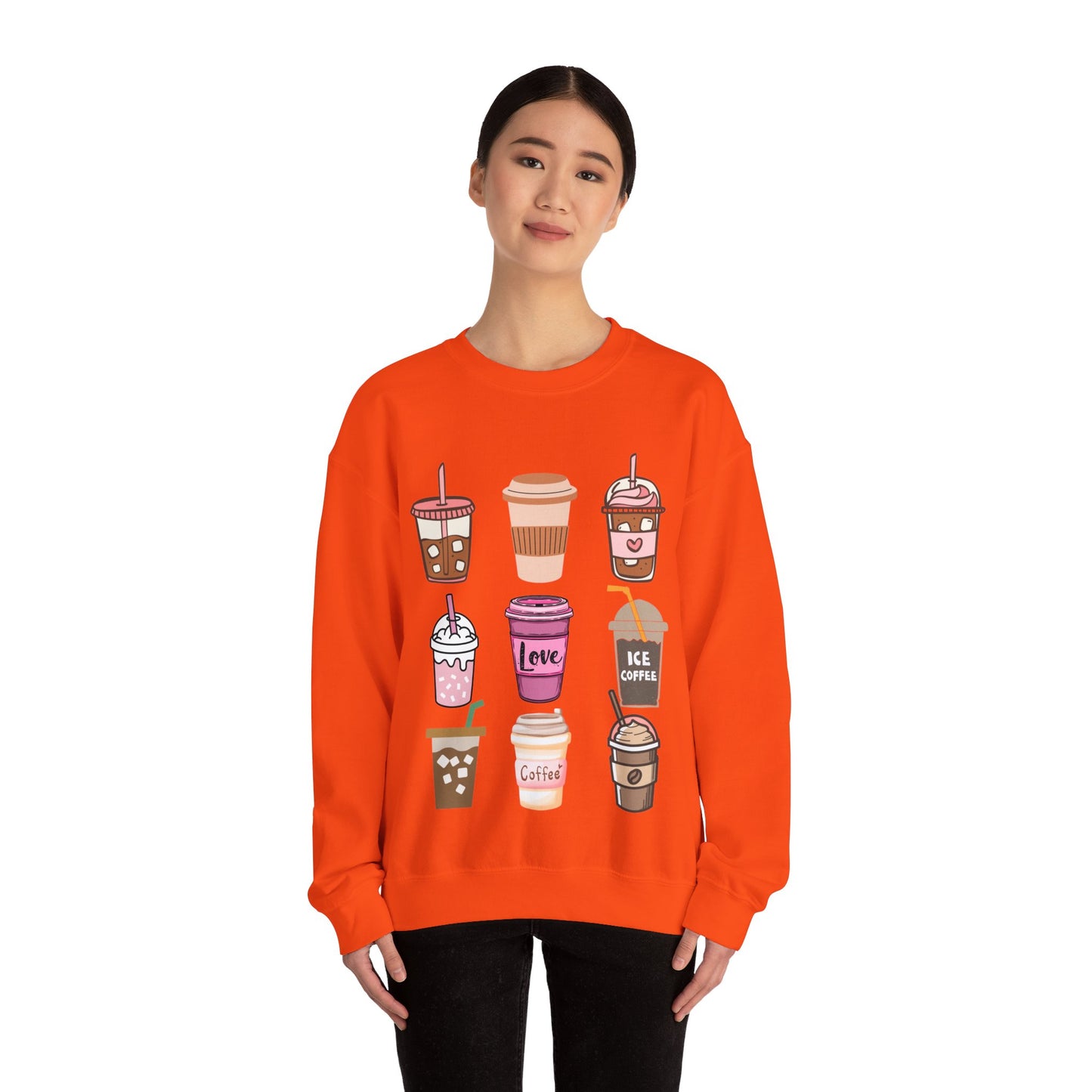☕ Iced Coffee Drinks Sweatshirt USA | Fun Unisex Sweater for Coffee Lovers