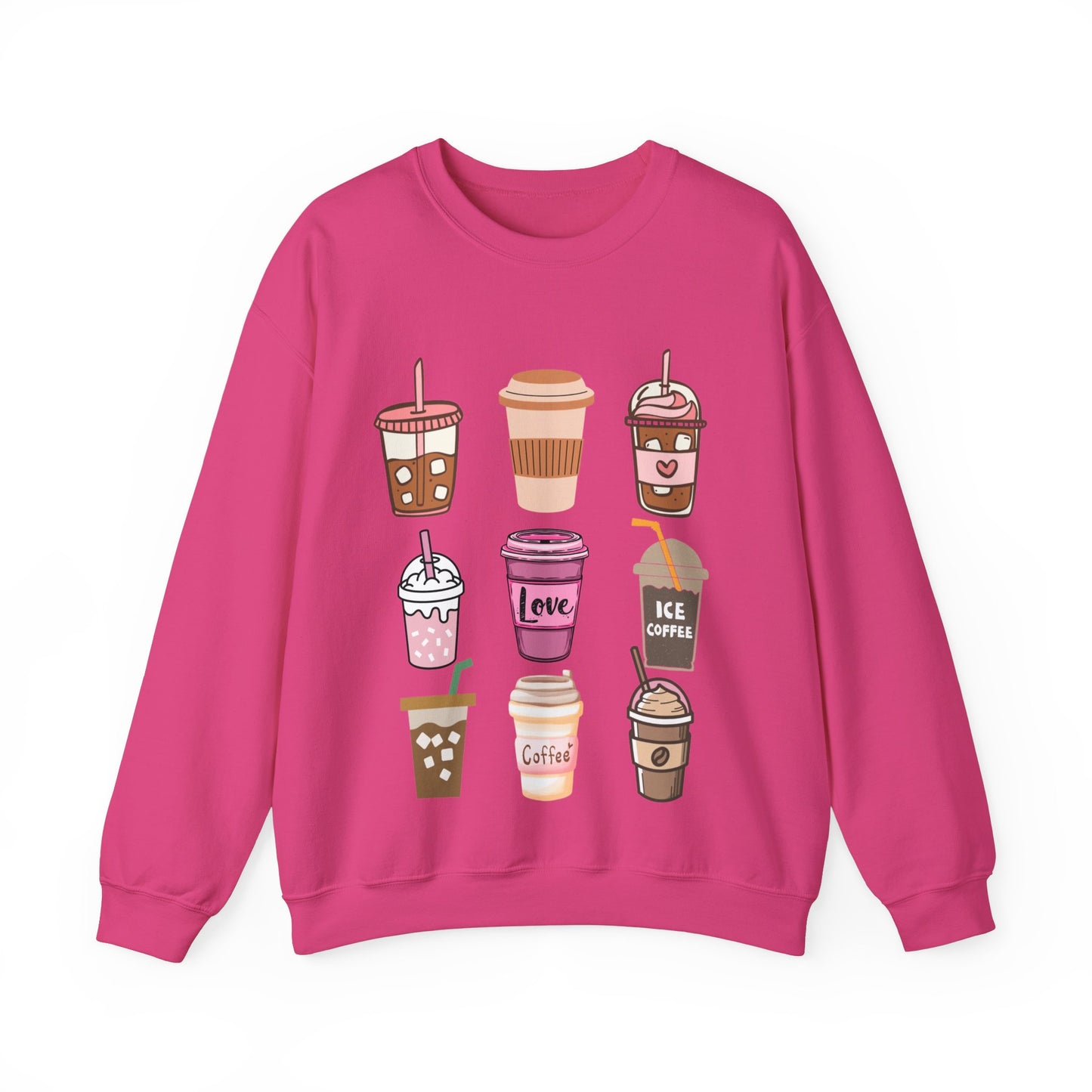 ☕ Iced Coffee Drinks Sweatshirt USA | Fun Unisex Sweater for Coffee Lovers