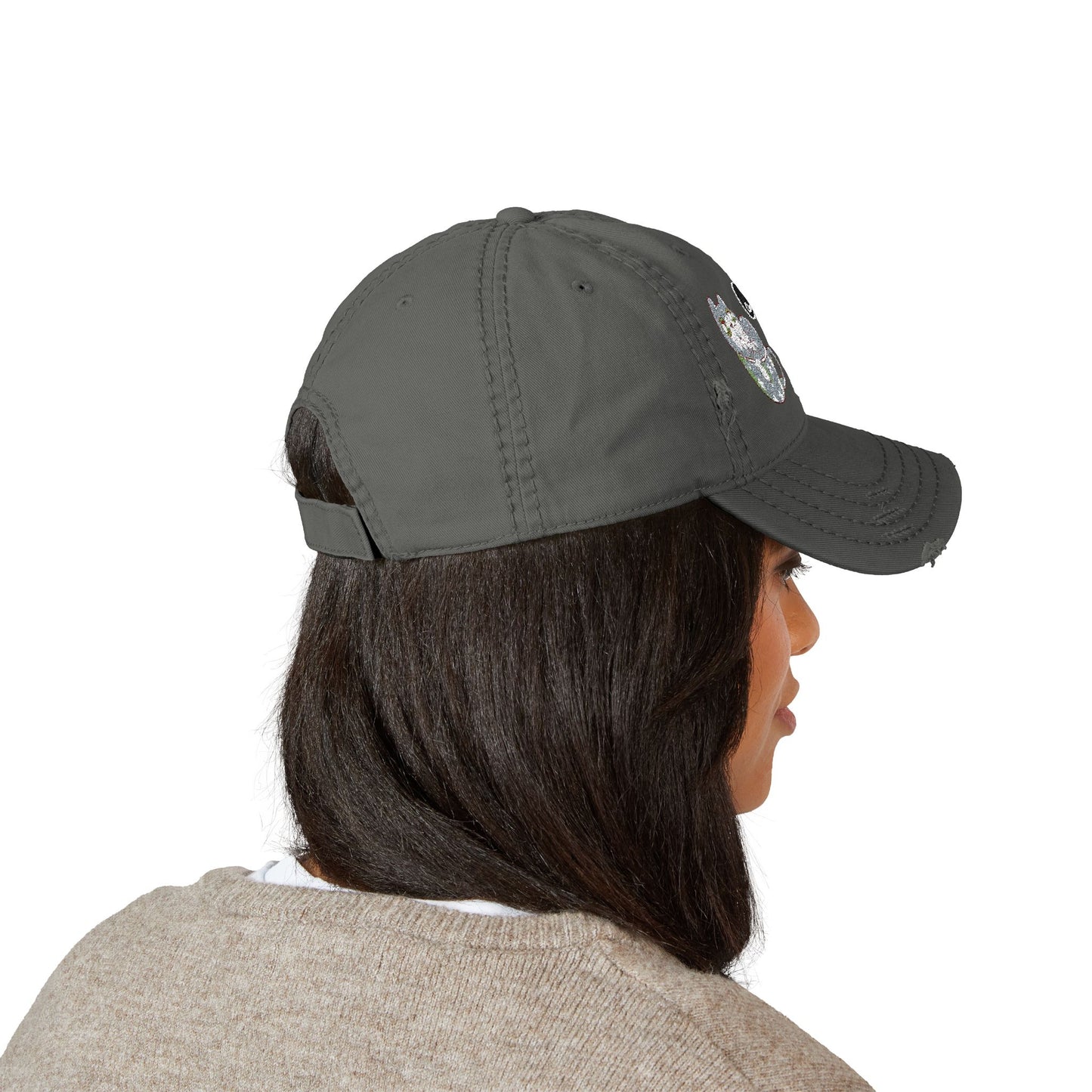 Coffee Cat Distressed Dad Hat – Casual Embroidered Style (USA Only)