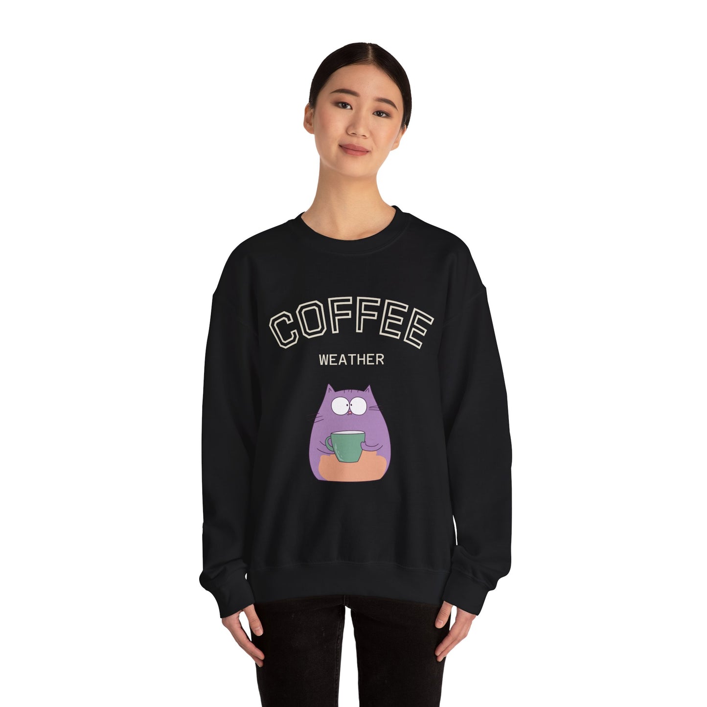 πΎβ Coffee Weather Cat Sweatshirt USA | Eco-Friendly Unisex Coffee Sweater