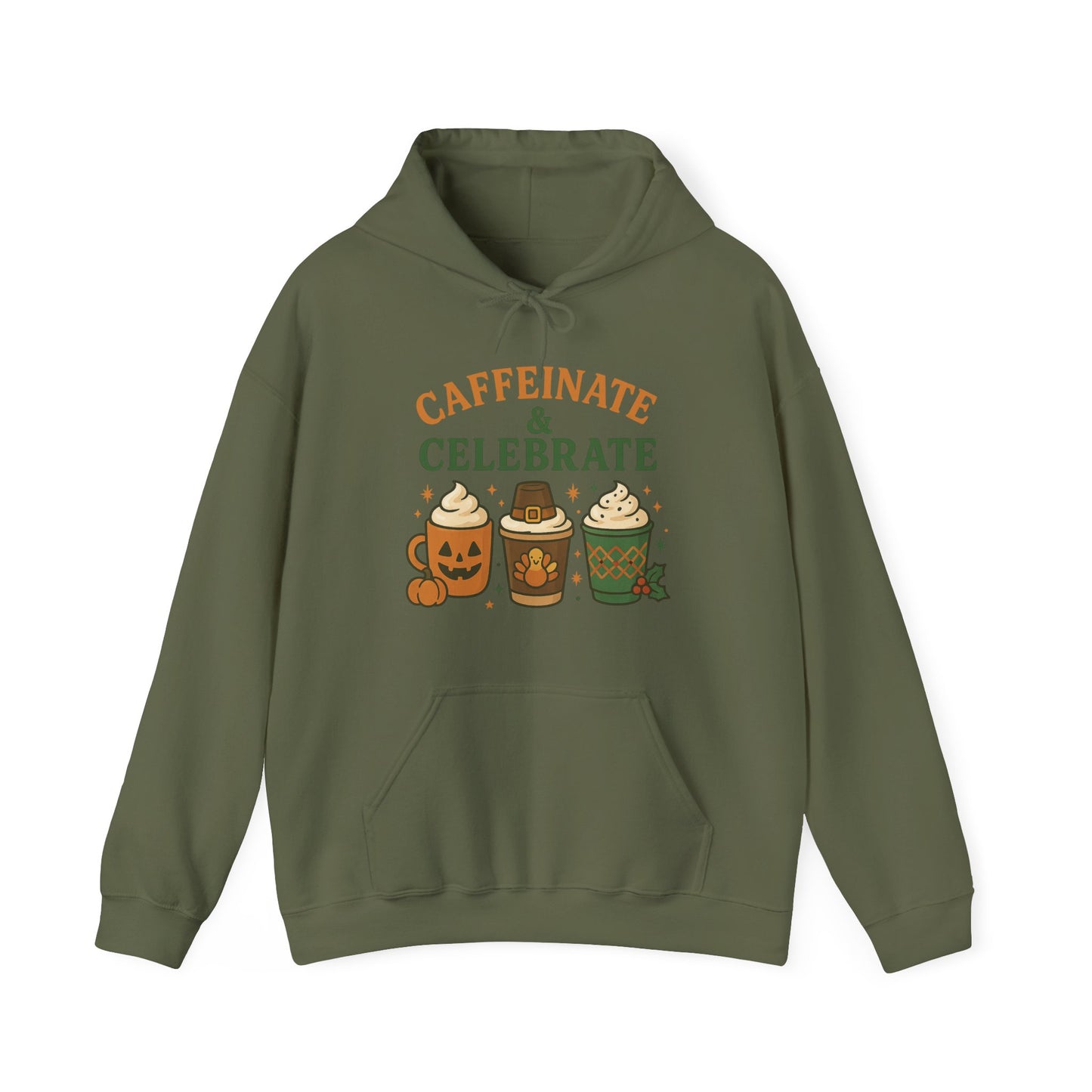 Caffeinate & Celebrate Hoodie USA ππ¦π β Unisex Holiday Coffee Hoodie