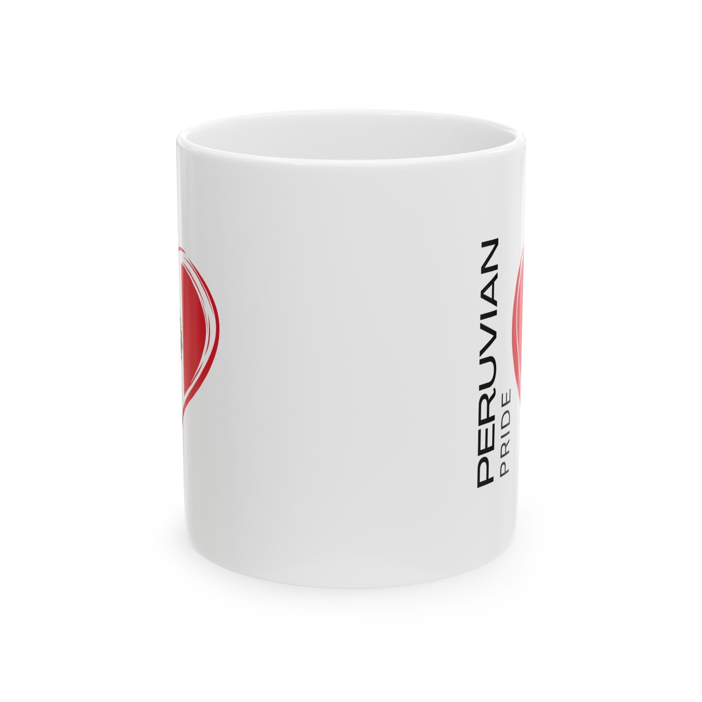 Best Peruvian Ceramic Coffee Mug, (11oz, 15oz) "Peruvian Flag"