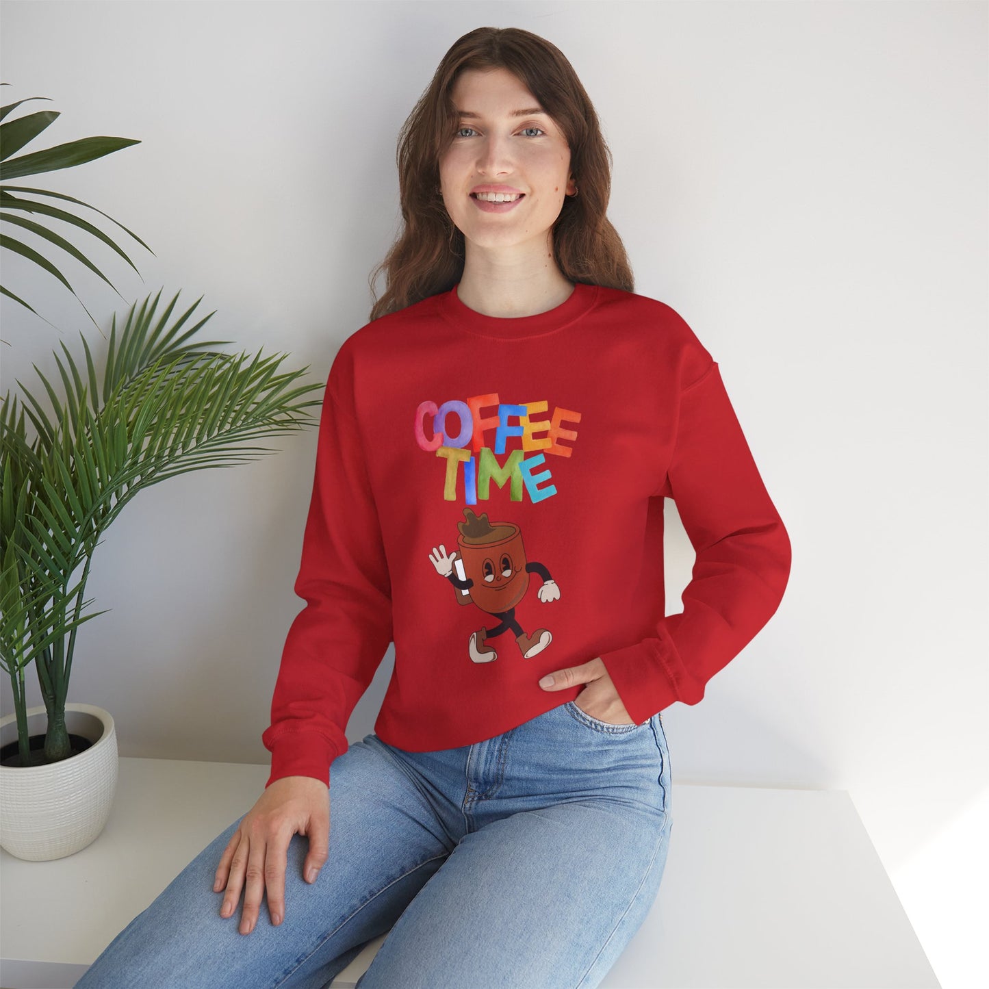 ☕ Coffee Time Sweatshirt USA | Retro Unisex Sweater for Coffee Lovers