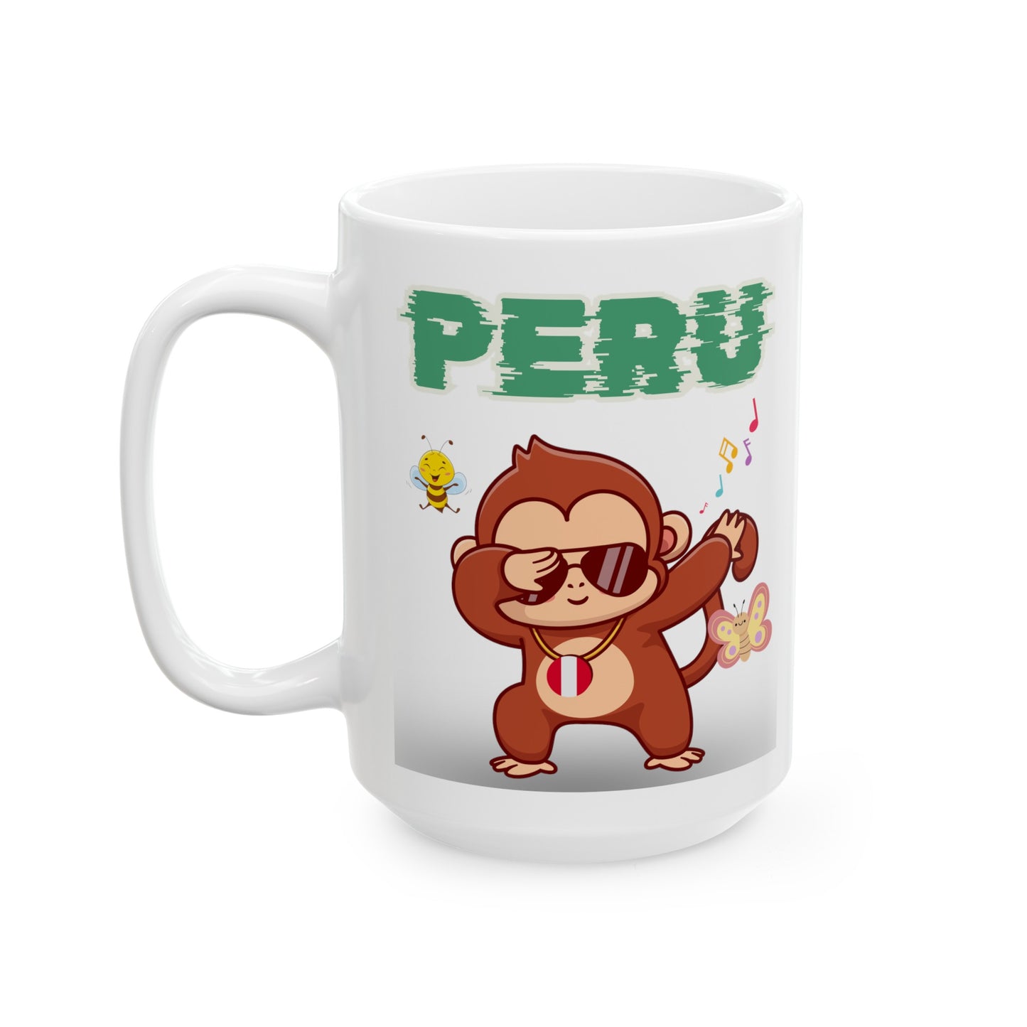 Best Peruvian Ceramic Coffee Mug, (11oz, 15oz) "Peruvian Jungle Party"