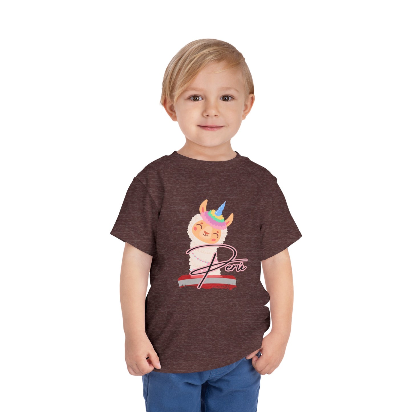 Best PeruvianToddler Short Sleeve Tee "Peru Llama Rainbow"