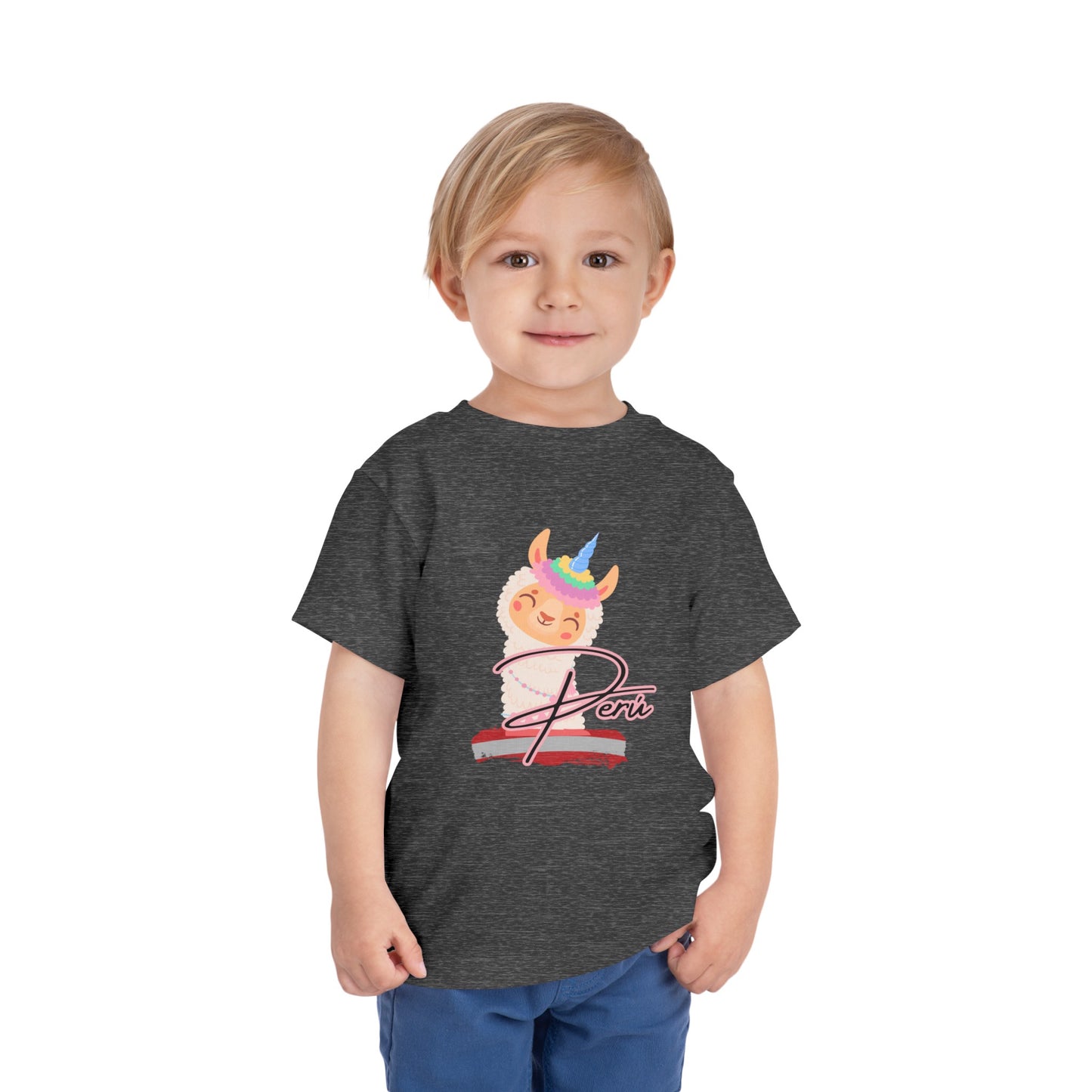 Best PeruvianToddler Short Sleeve Tee "Peru Llama Rainbow"