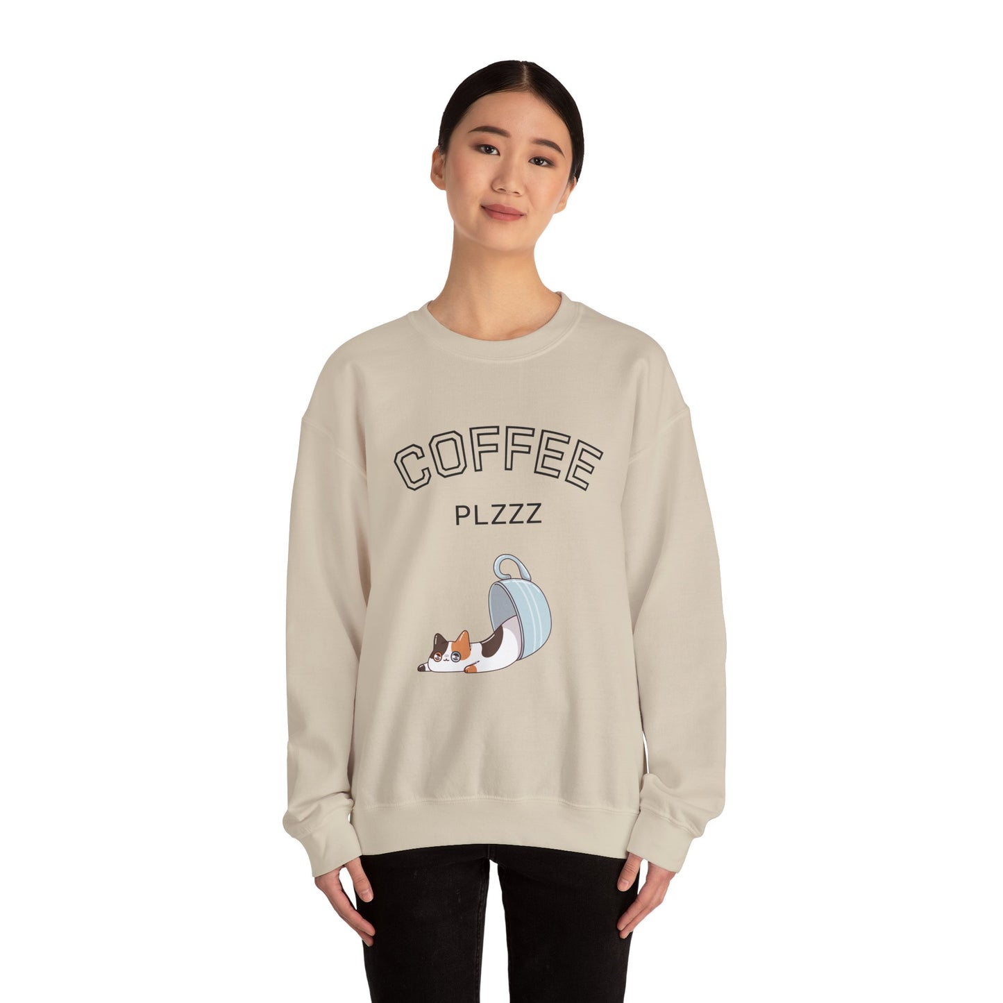 π±β Coffee Plzzz Cat Sweatshirt USA | Eco-Friendly Unisex Coffee Sweater