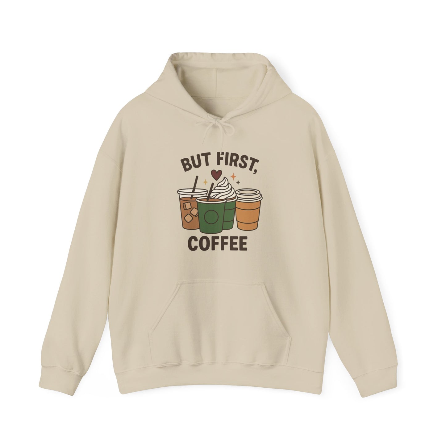 But First Coffee Unisex Hoodie – Funny Coffee Cups Graphic Hoodie (USA Only)