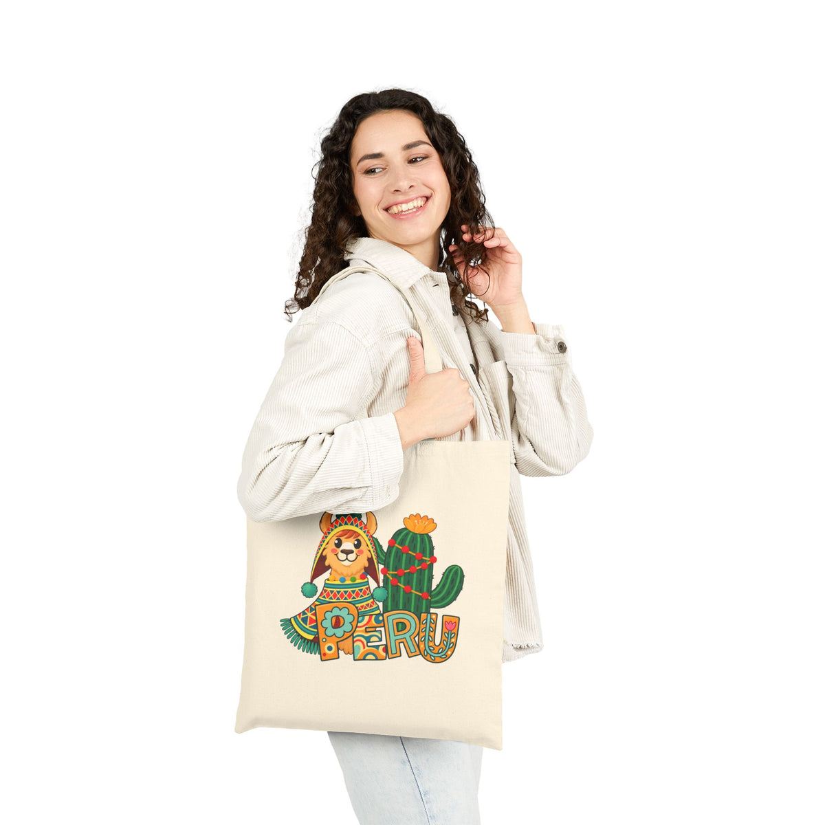 Best Peru Llama Cactus Canvas Tote Bag