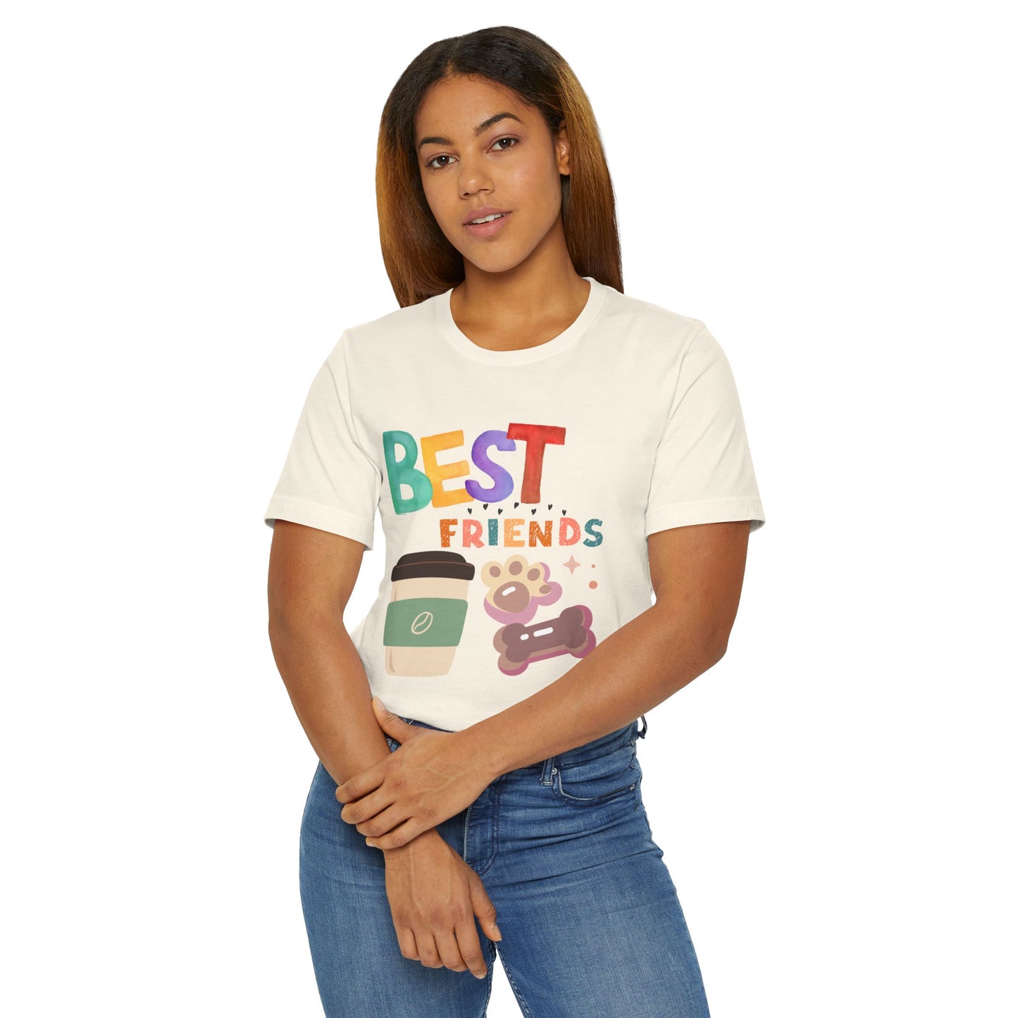 Best Friends Coffee & Dogs T-Shirt – Cute Pet Lover Graphic Tee for Coffee Fans (USA Only)