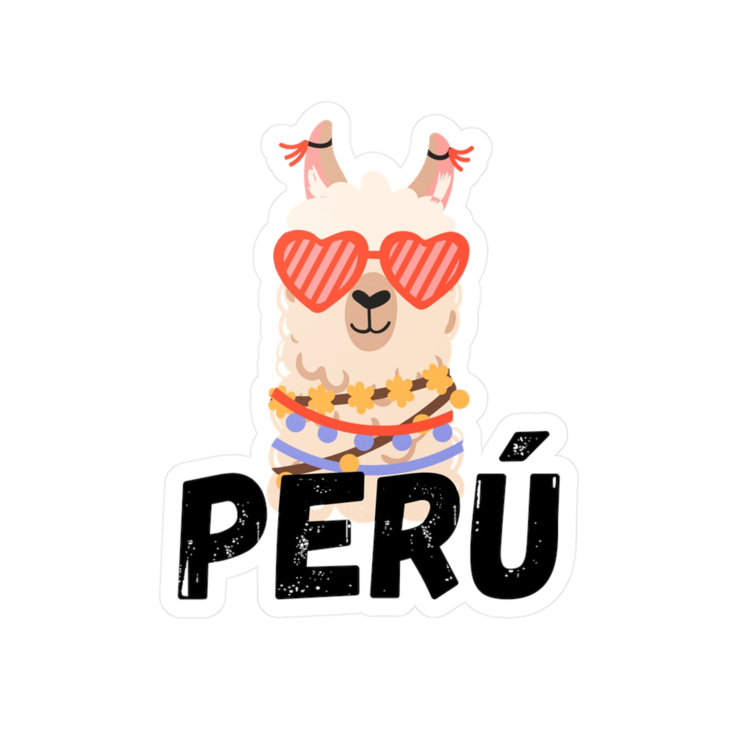 Best Perú Llama Heart Sunglasses Sticker USA Vinyl Decal