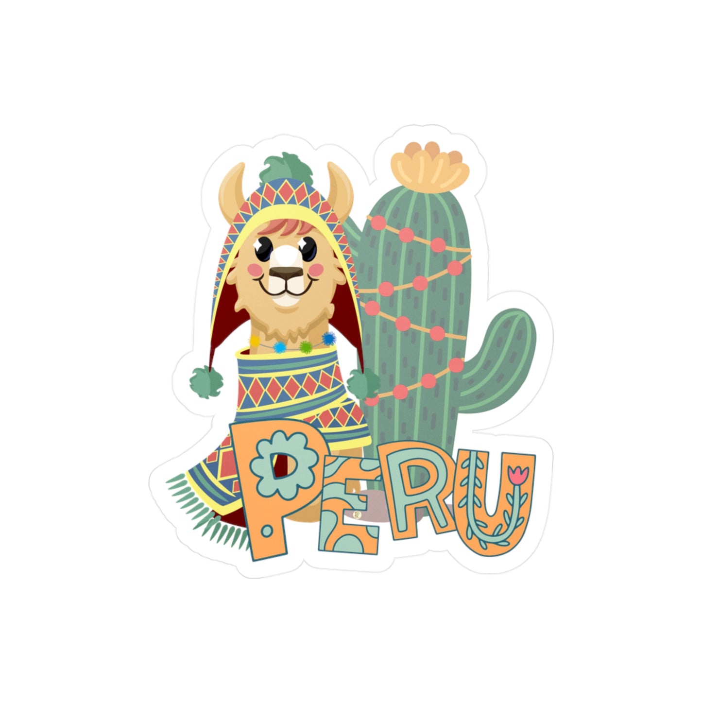 Best Peru Llama Chullo Sticker USA Waterproof Vinyl Decal